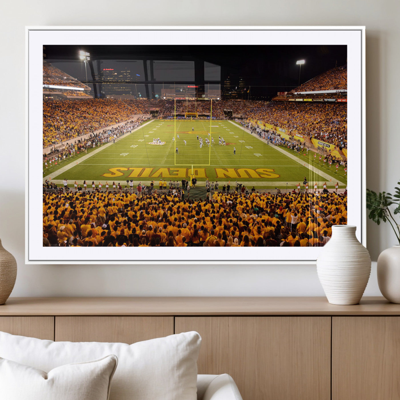 MGC-FP-36x24 - ASU Sun Devils Football Team Print - Phoenix Mountain America Stadium Wall Art Canvas Print