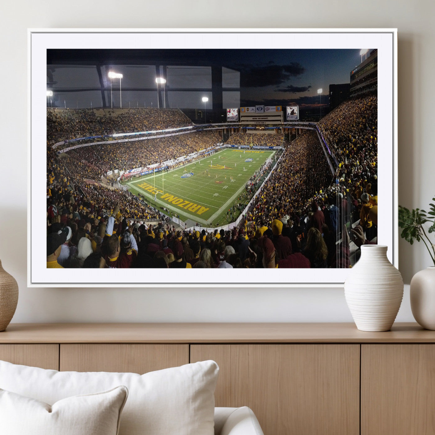 MGC-FP-36x24 - ASU Sun Devils Football Team Print Canvas - Phoenix Mountain America Stadium Wall Art Canvas Print