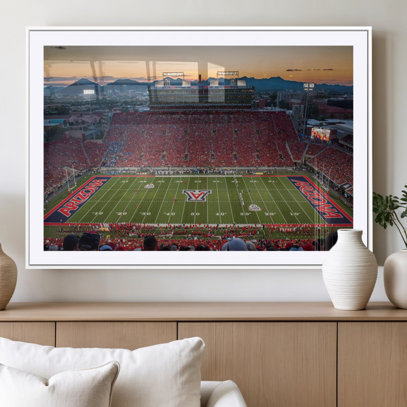 MGC-FP-36x24 - Arizona Wildcats Football Team Print - Tucson Arizona Stadium Wall Art Canvas Print