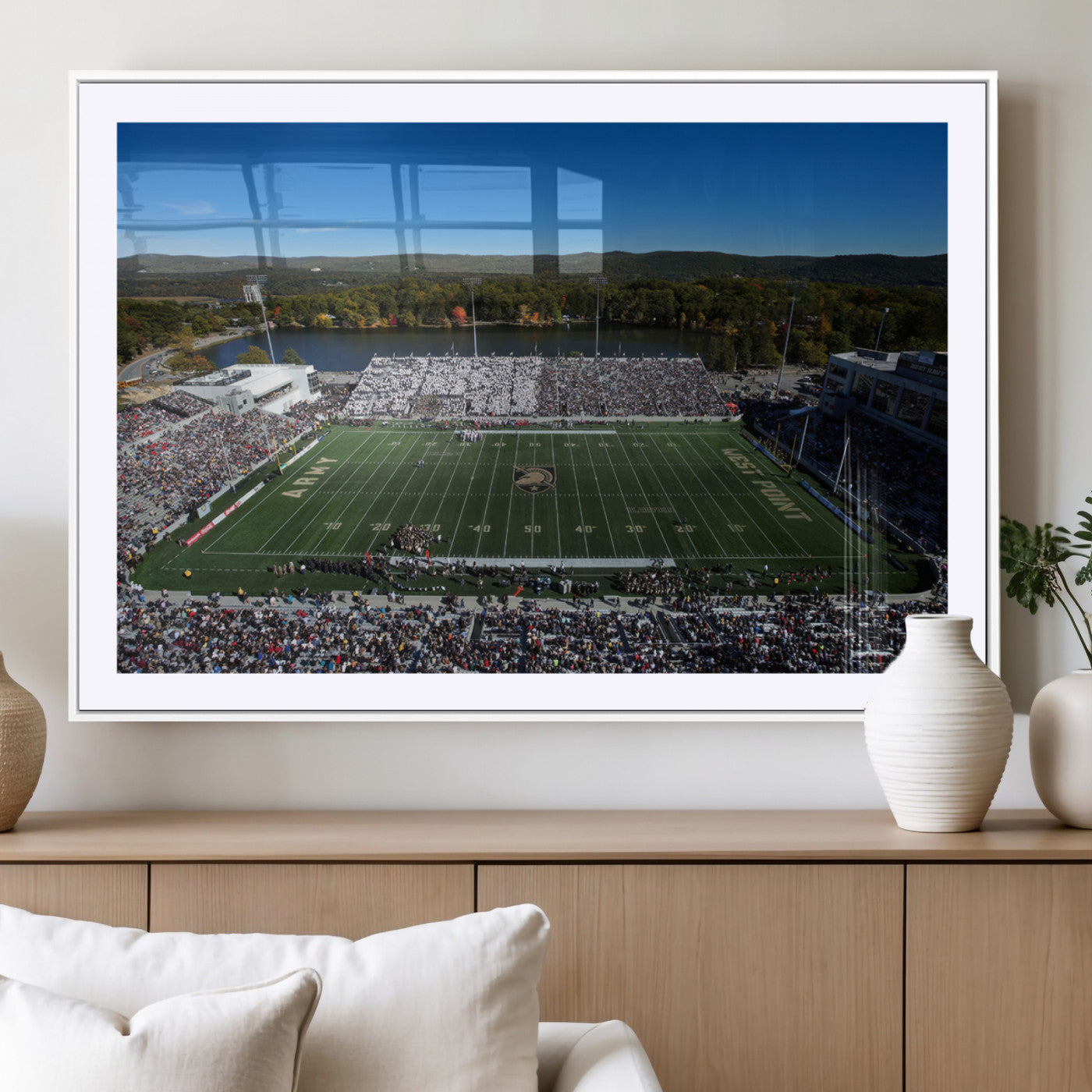MGC-FP-36x24 - Army Black Knights Football Team Print - West Point Michie Stadium Wall Art Canvas Print