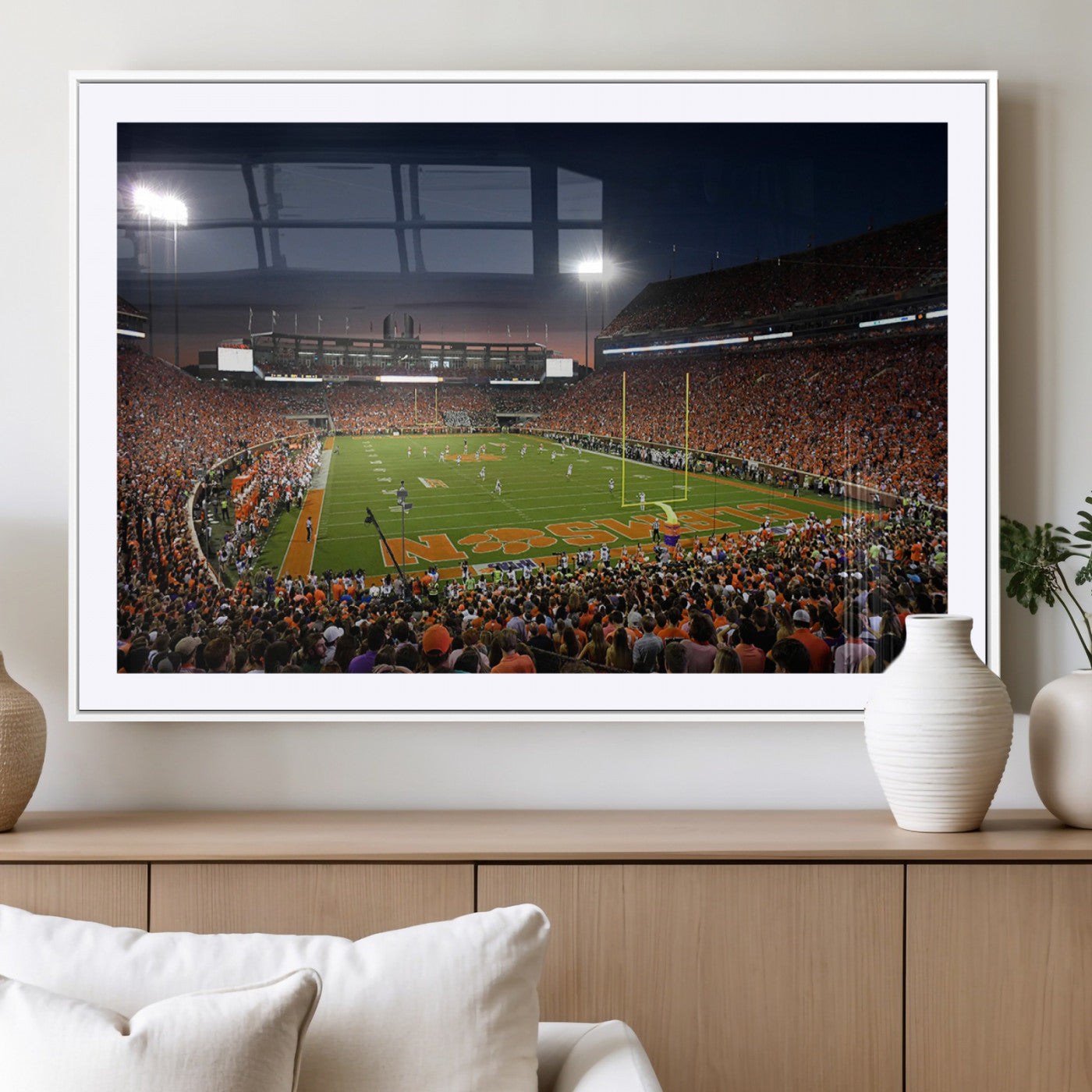MGC-FP-36x24 - Clemson University Tigers Art Print, Football Team Print - Clemson Memorial Stadium Wall Art Canvas