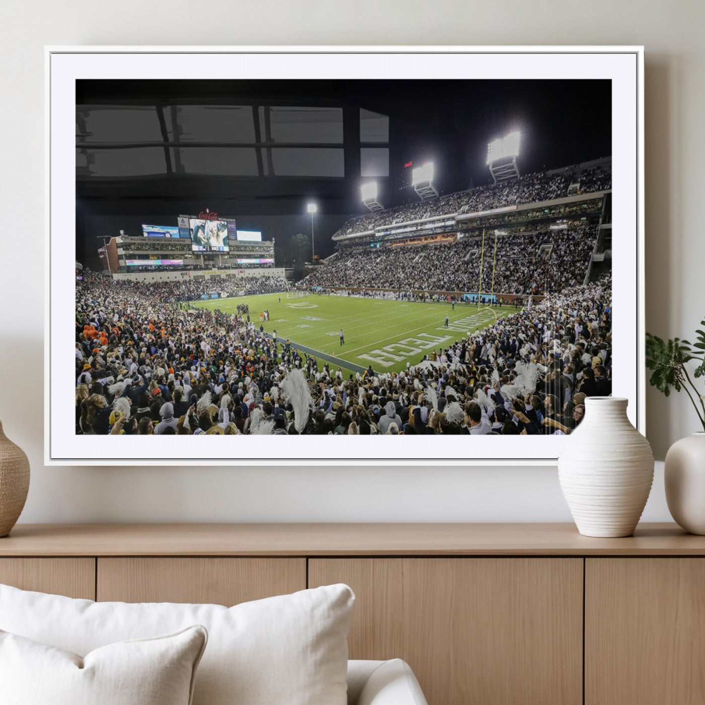 MGC-FP-36x24 - Georgia Tech Yellow Jackets Football Team Print - Atlanta Bobby Dodd Stadium Wall Art Canvas Print