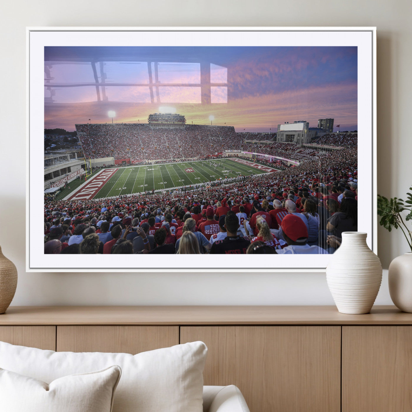 MGC-FP-36x24 - Indiana University Hoosiers Football Team Print - Bloomington Memorial Stadium Wall Art Canvas Print