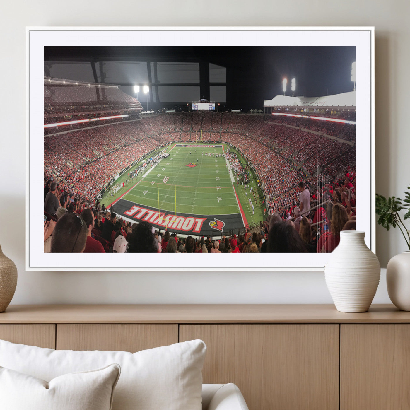 MGC-FP-36x24 - University of Louisville Cardinals Football Team Print - Louisville Cardinal Stadium Wall Art Canvas