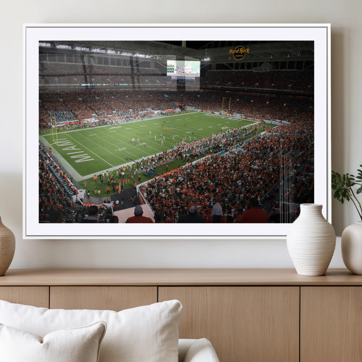 MGC-FP-36x24 - Miami Hurricanes Football Team Print Canvas- Miami Hard Rock Stadium Wall Art Canvas Print