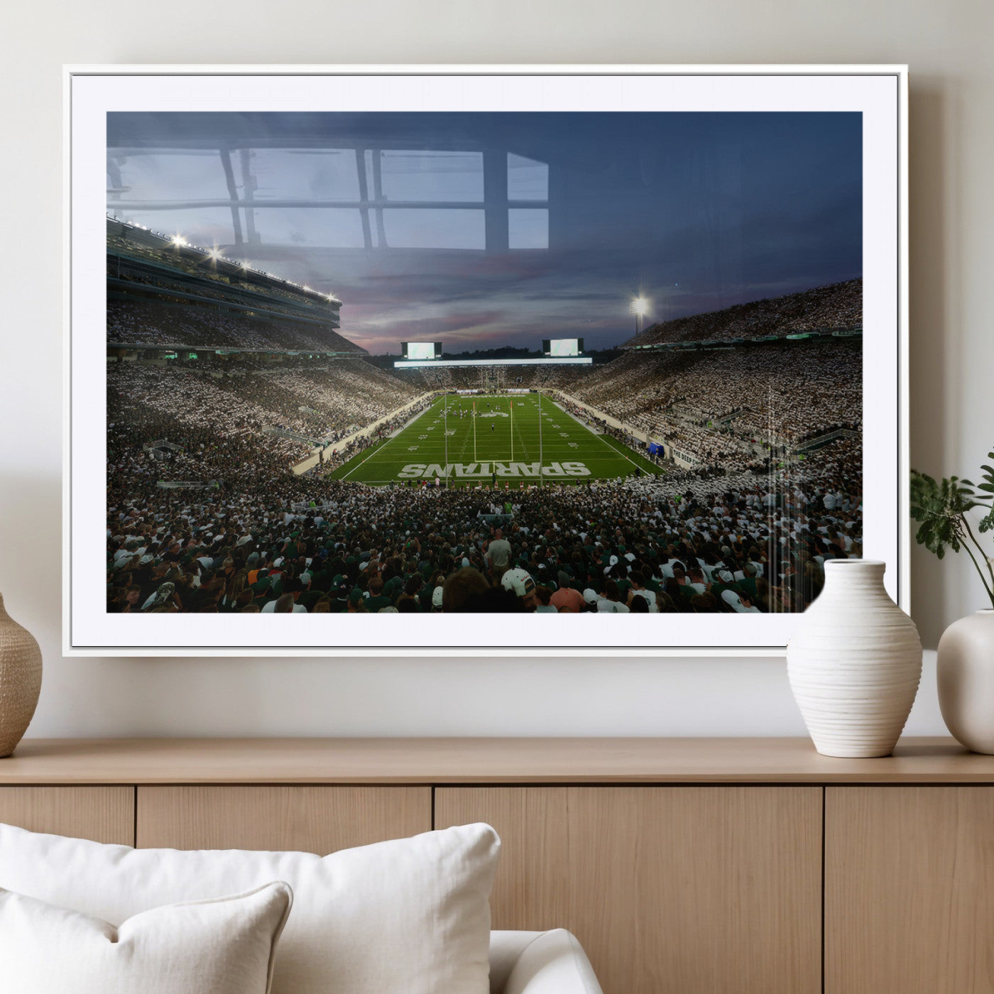 MGC-FP-36x24 - Michigan State Spartans Football Team Print - East Lansing Spartan Stadium Canvas Print