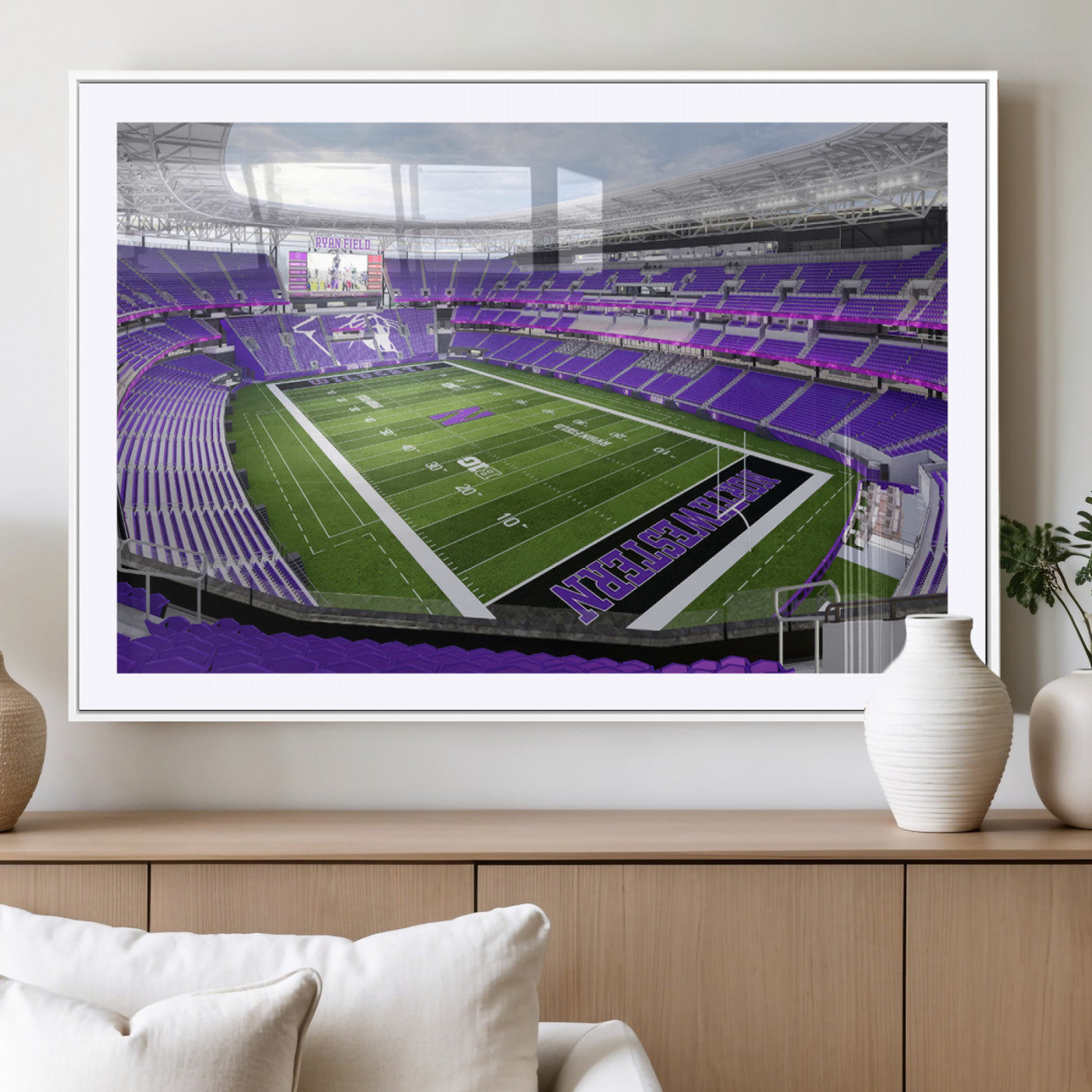 MGC-FP-36x24 - Northwestern University Wildcats Football Team Print - Evanston Ryan Field Wall Art Canvas Print