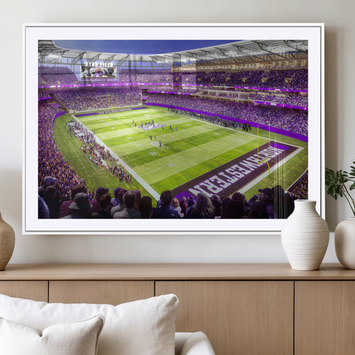 MGC-FP-36x24 - Northwestern University Wildcats Football Team Print - Evanston Ryan Field Wall Art Canvas Print