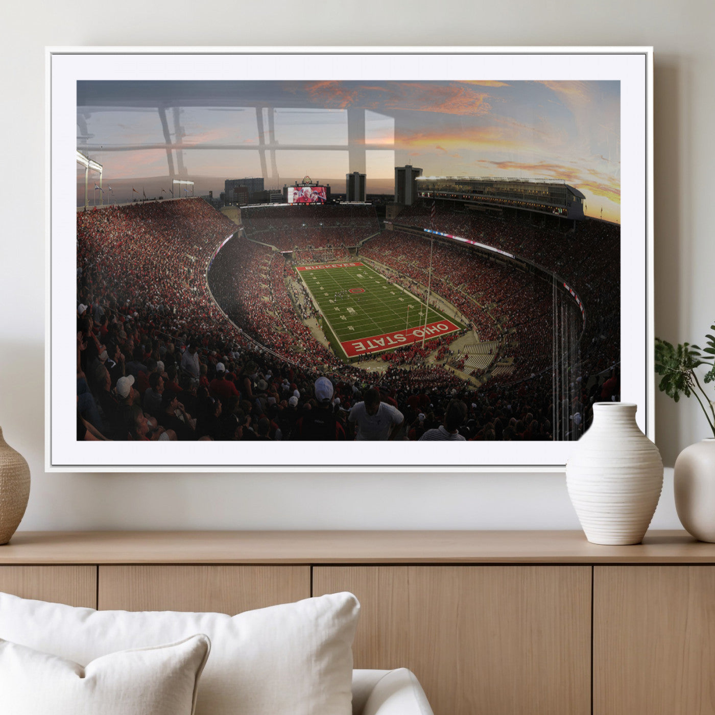 MGC-FP-36x24 - Ohio State University Buckeyes Football Team Print - Columbus Ohio Stadium Wall Art Canvas Print