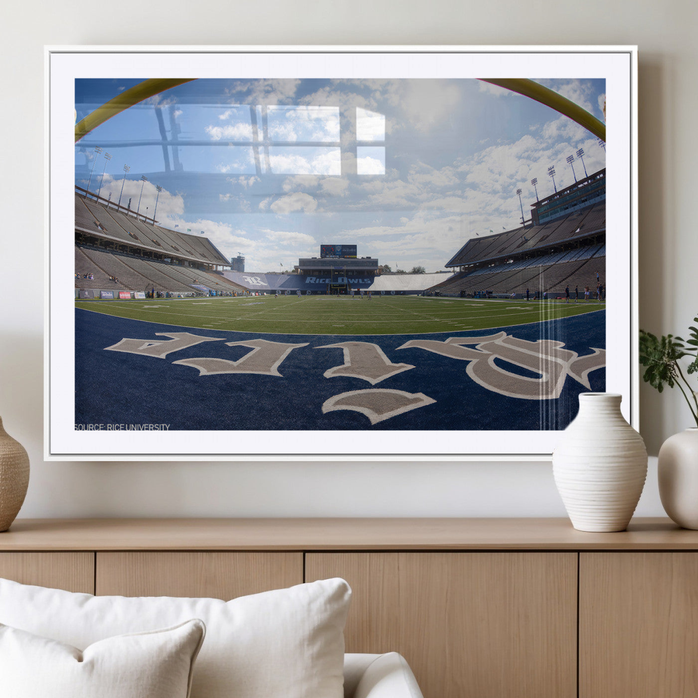 MGC-FP-36x24 - Rice University Owls Football Team Print - Houston Rice Stadium Wall Art Canvas Print