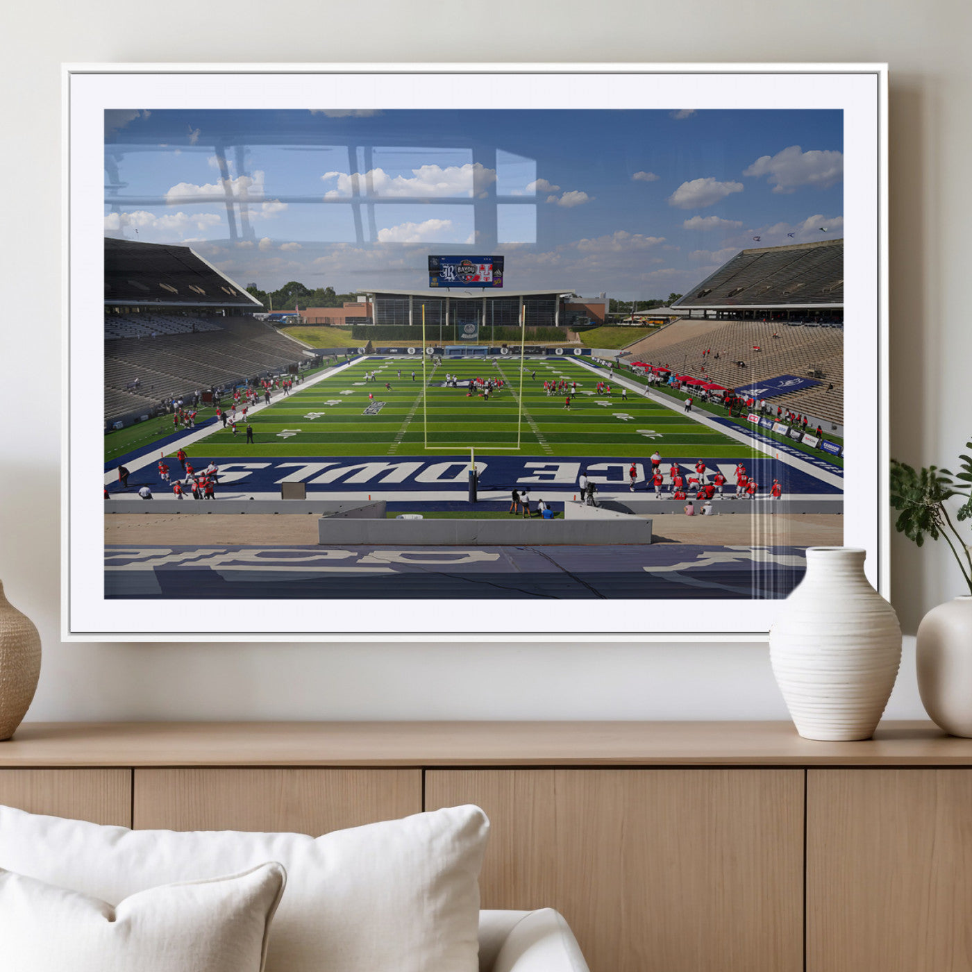 MGC-FP-36x24 - Rice University Owls Football Team Print - Houston Rice Stadium Wall Art Canvas Print