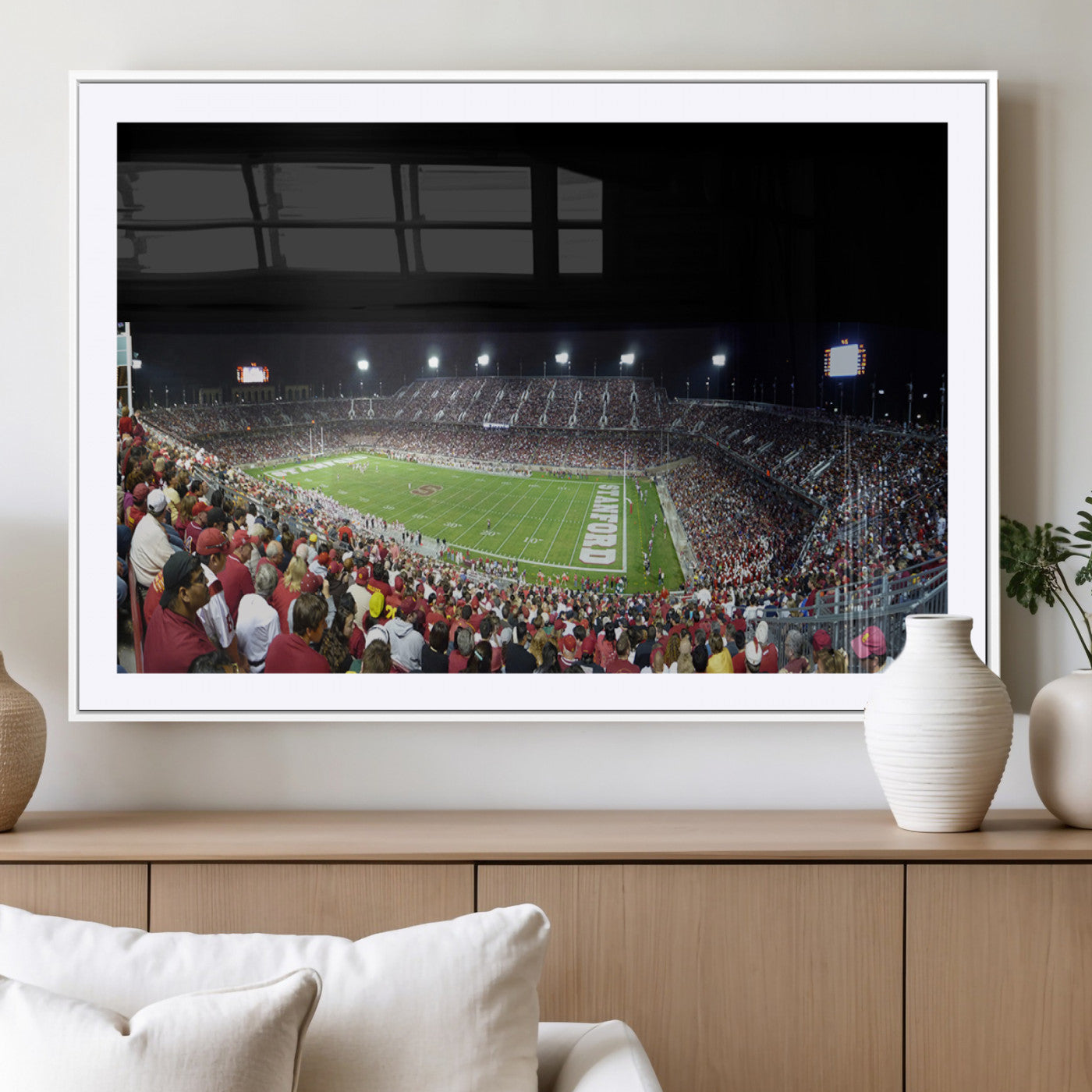 24884-MGC-FP-36x24_White-Stanford University Cardinal Football Team Print - Stanford Stadium Wall Art Canvas Print