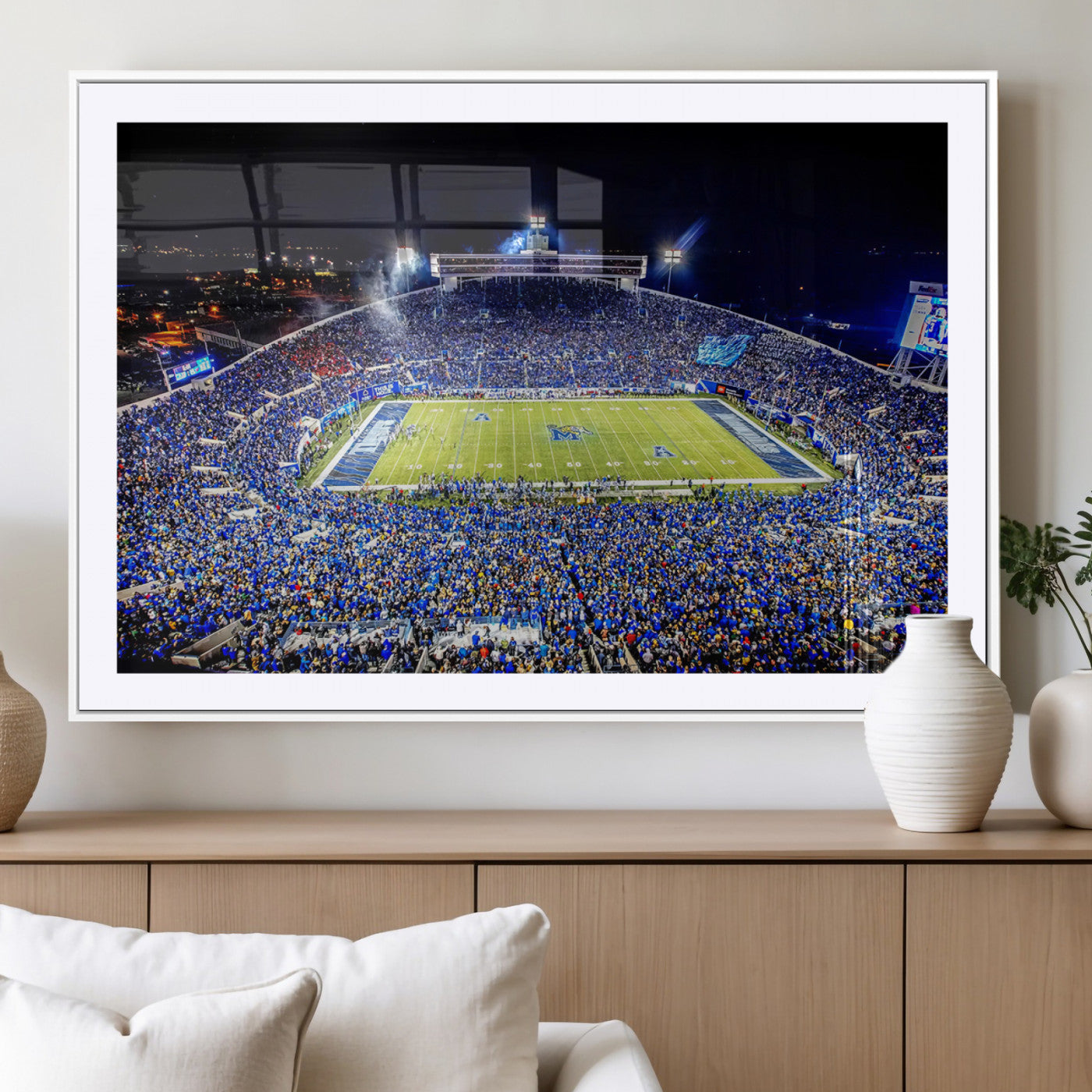 -University of Memphis Tigers Football Team Print - Memphis Simmons Bank Liberty Stadium Wall Art