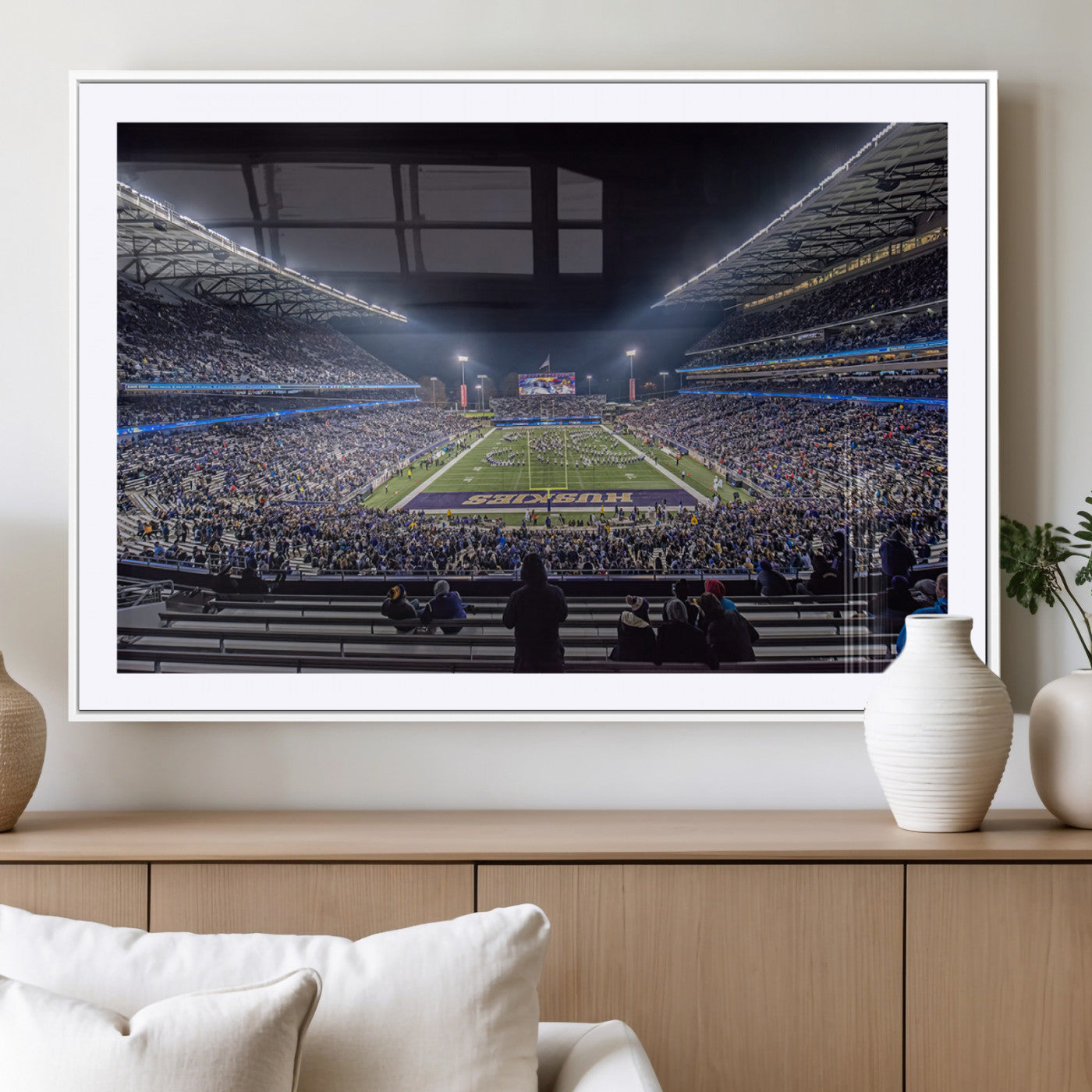 MGC-FP-36x24 - The University of Washington Huskies Football Team Print - Seattle Husky Stadium Wall Art Canvas