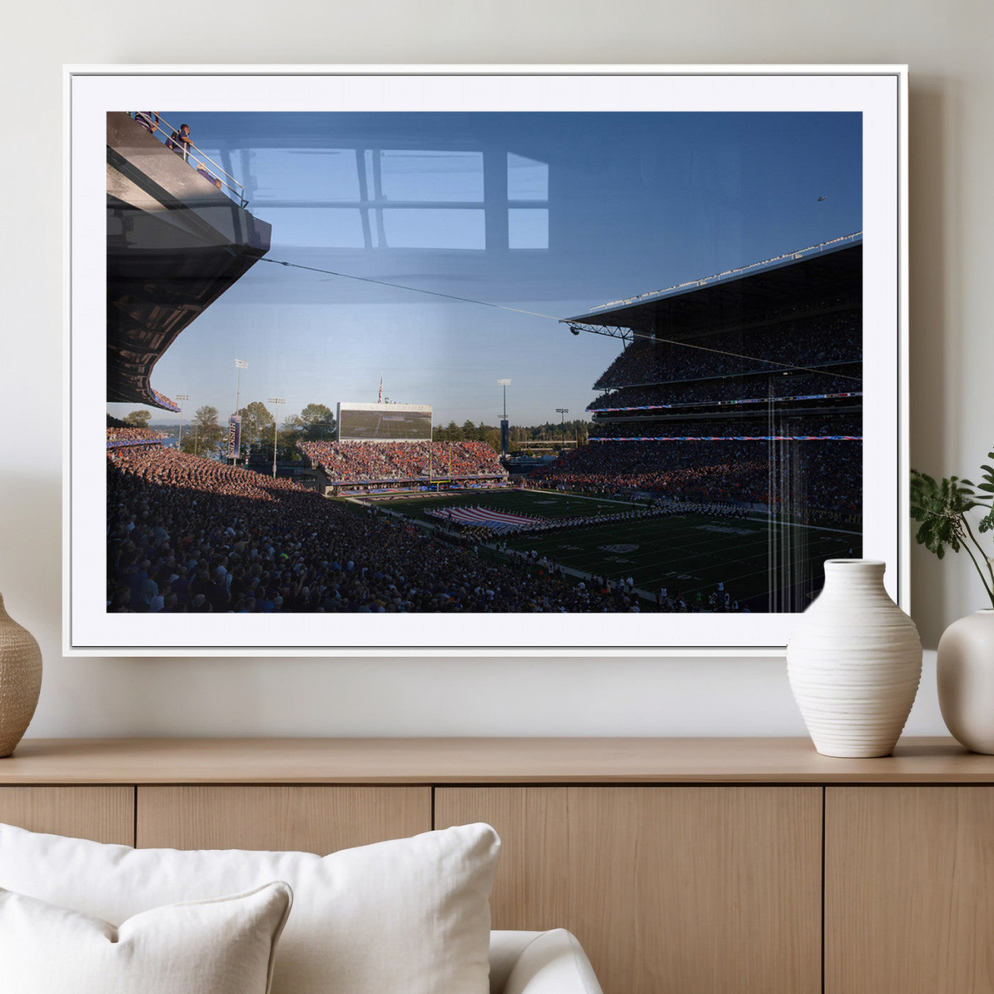 MGC-FP-36x24 - The University of Washington Huskies Football Team Print - Seattle Husky Stadium Wall Art Canvas