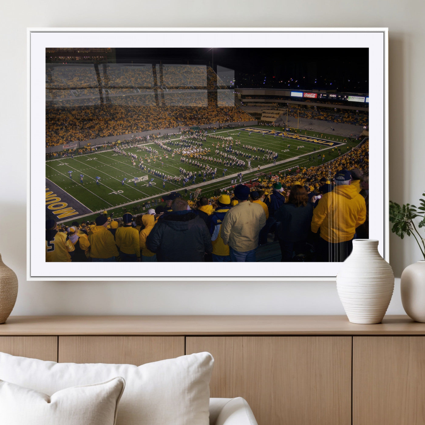 MGC-FP-36x24 - West Virginia Uni Mountaineers Football Team Print - Milan Puskar Stadium Canvas Print Wall Art,
