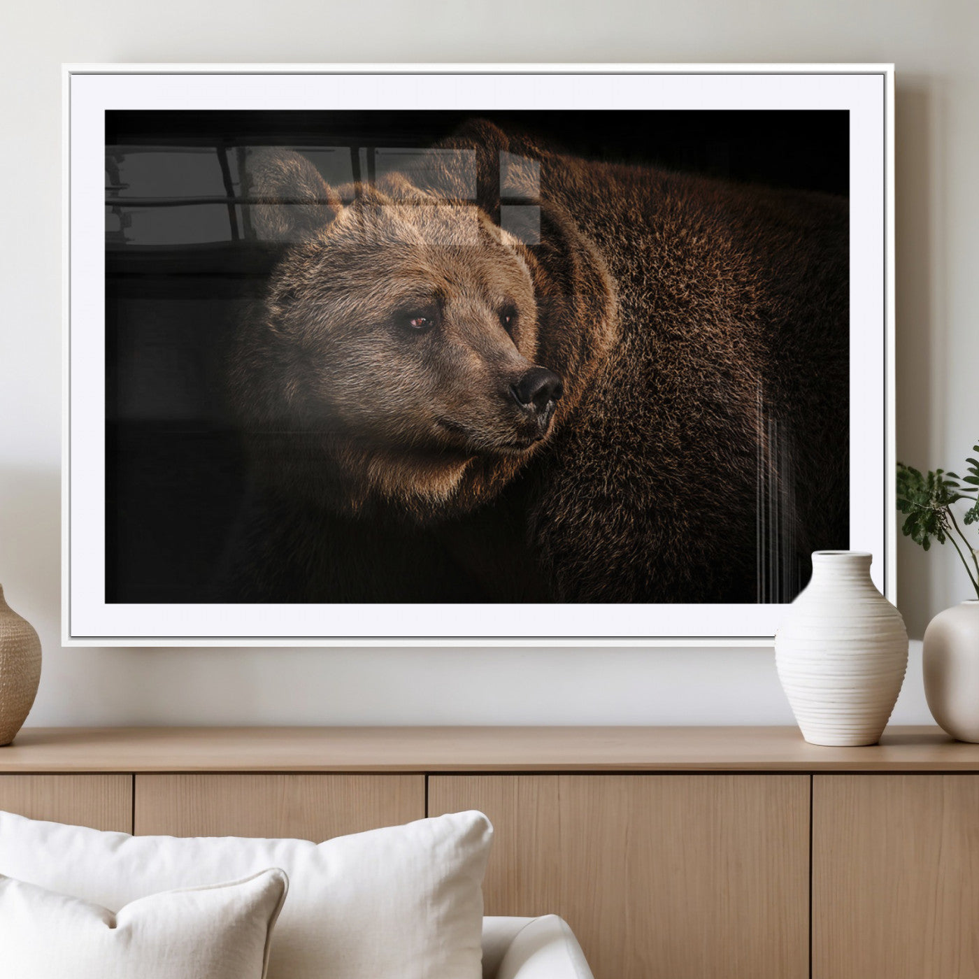 MGC-FP-36x24 - Wild Grizzly 399 Bear Canvas Wall Art Print, Bear Animal Canvas Artwork Print, Black Bear Wall Art