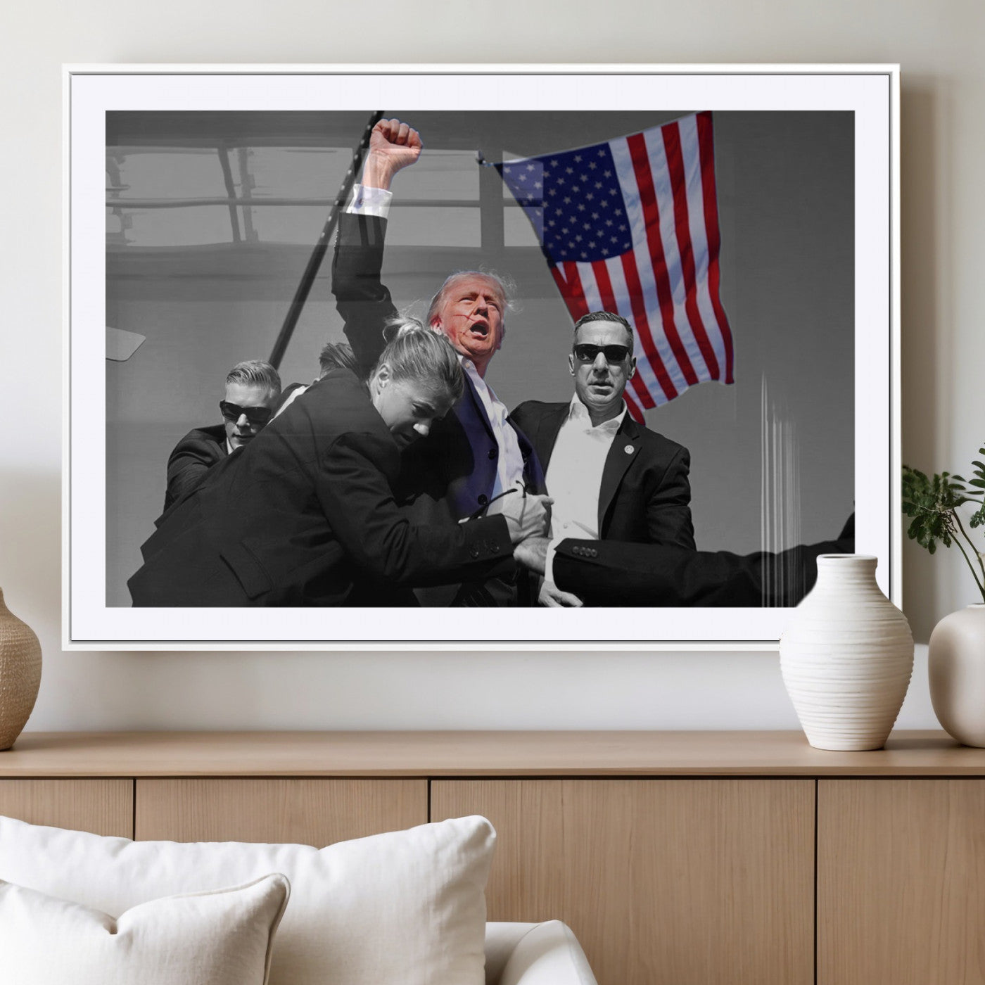 MGC-FP-36x24 - Donald Trump Assassination Attempt Wall Art Print, Trump Historic Footage - Iconic Reaction by Trump