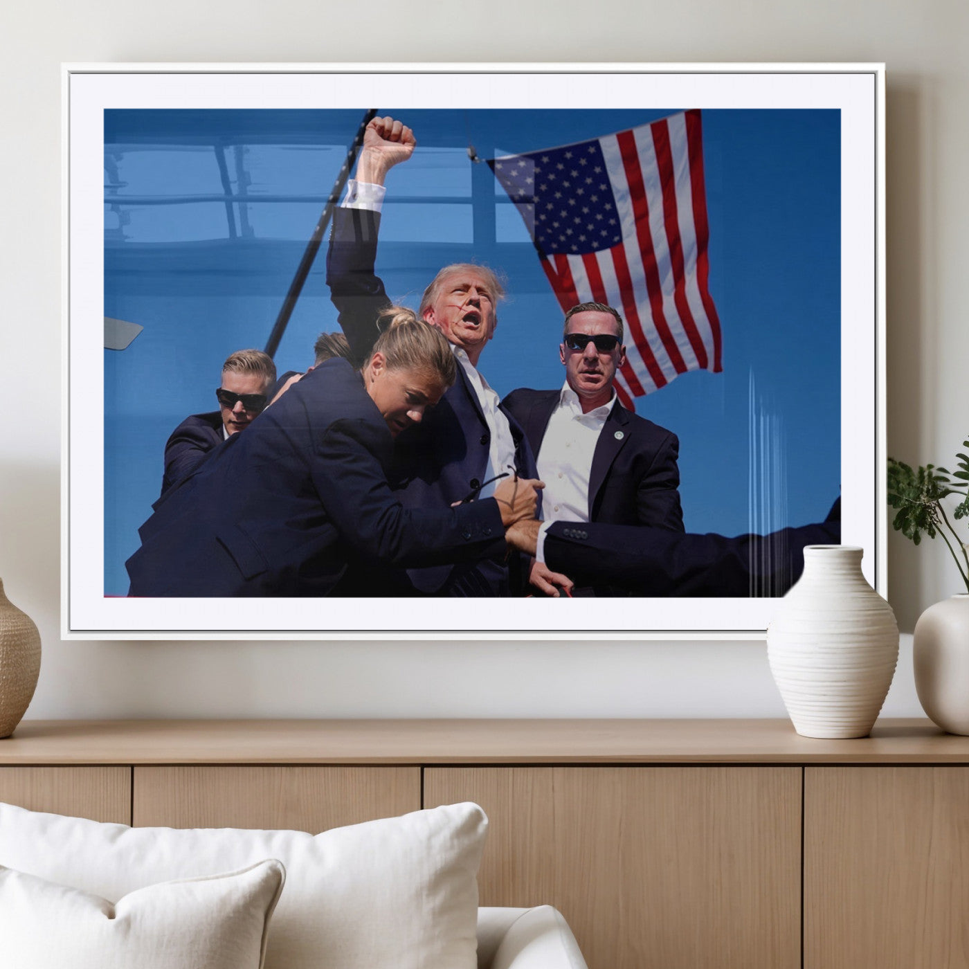 MGC-FP-36x24 - Donald Trump Assassination Attempt Wall Art Print, Trump Historic Footage - Iconic Reaction by Trump