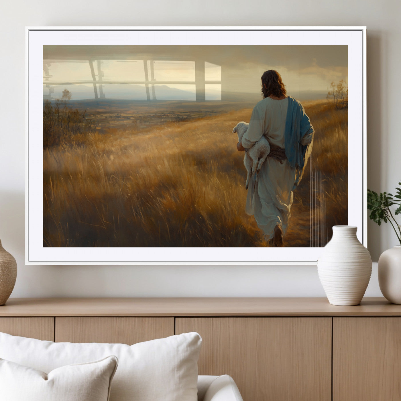 MGC-FP-36x24 - Jesus the Good Shepherd Wall Art Canvas Print - Inspirational Christian Religious Print for Prayer
