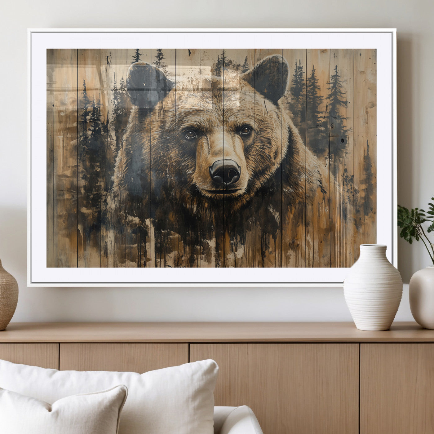 MGC-FP-36x24 - Majestic Grizzly 399 Bear Wall Art | 3-Panel Rustic Canvas Print for Living Room, Office, or Cabin