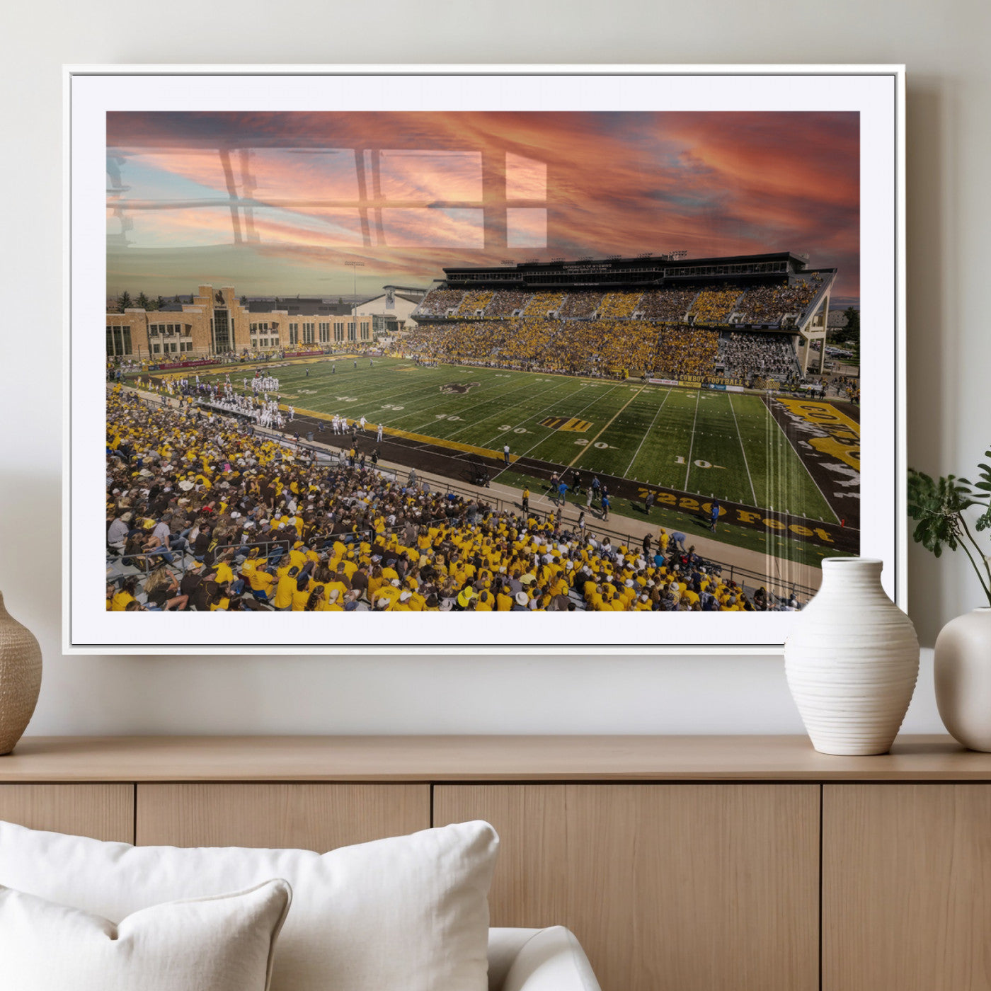 MGC-FP-36x24 - University of Wyoming Cowboys Football Team Print - Laramie Jonah Field War Memorial Stadium Wall