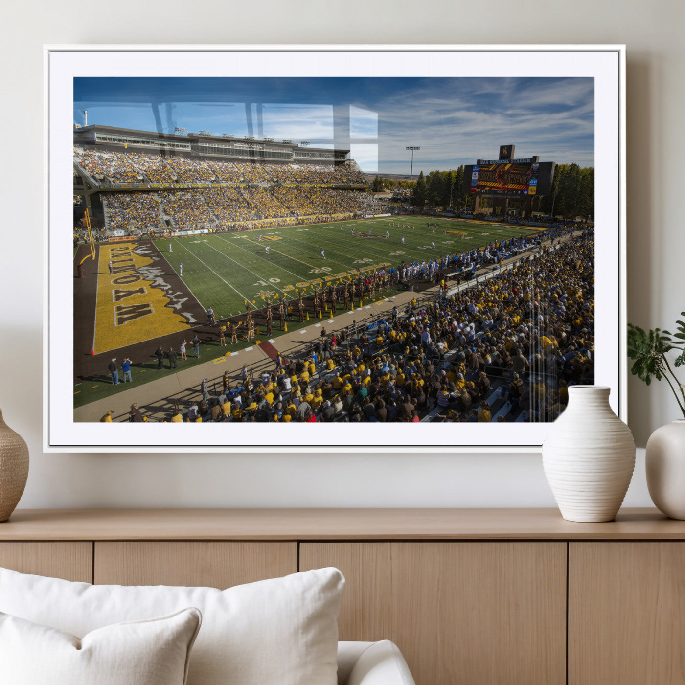 MGC-FP-36x24 - University of Wyoming Cowboys Football Team Print - Laramie Jonah Field War Memorial Stadium Wall