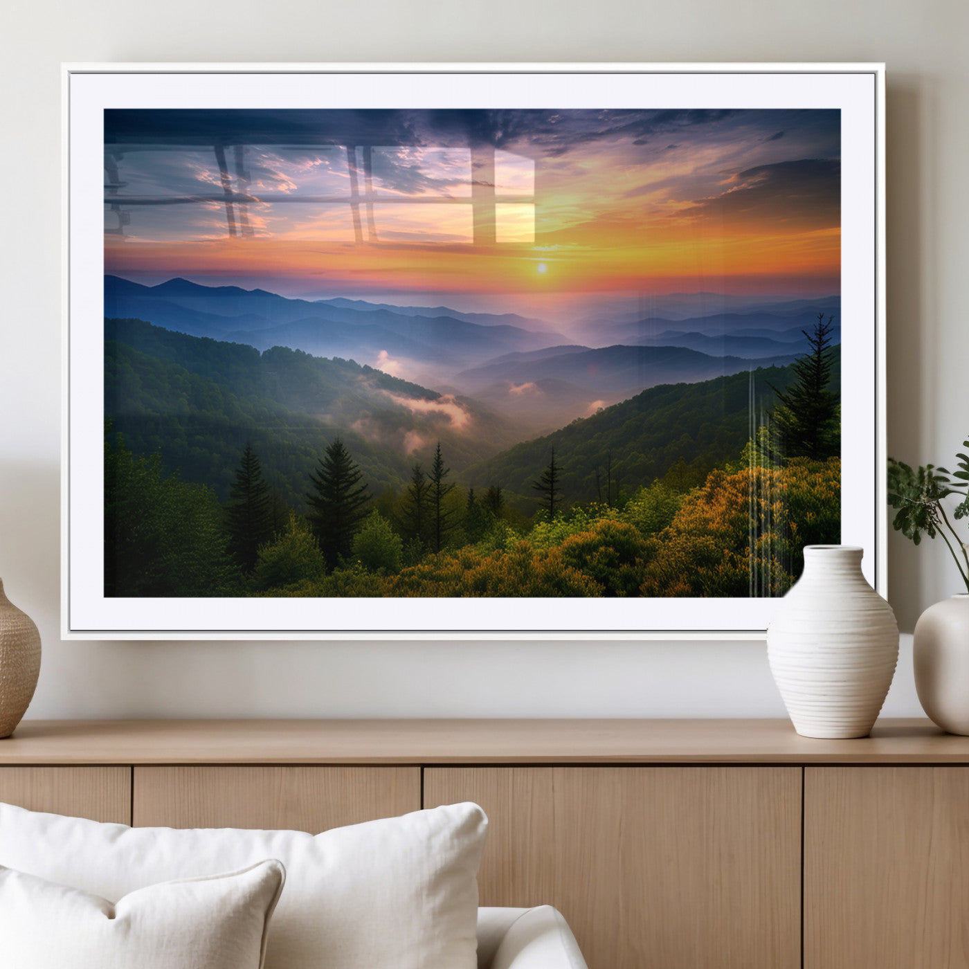MGC-FP-36x24 - Majestic Mountain Sunrise Print | Landscape Wall Art | Canvas Print Ready to Hang | Farmhouse Wall