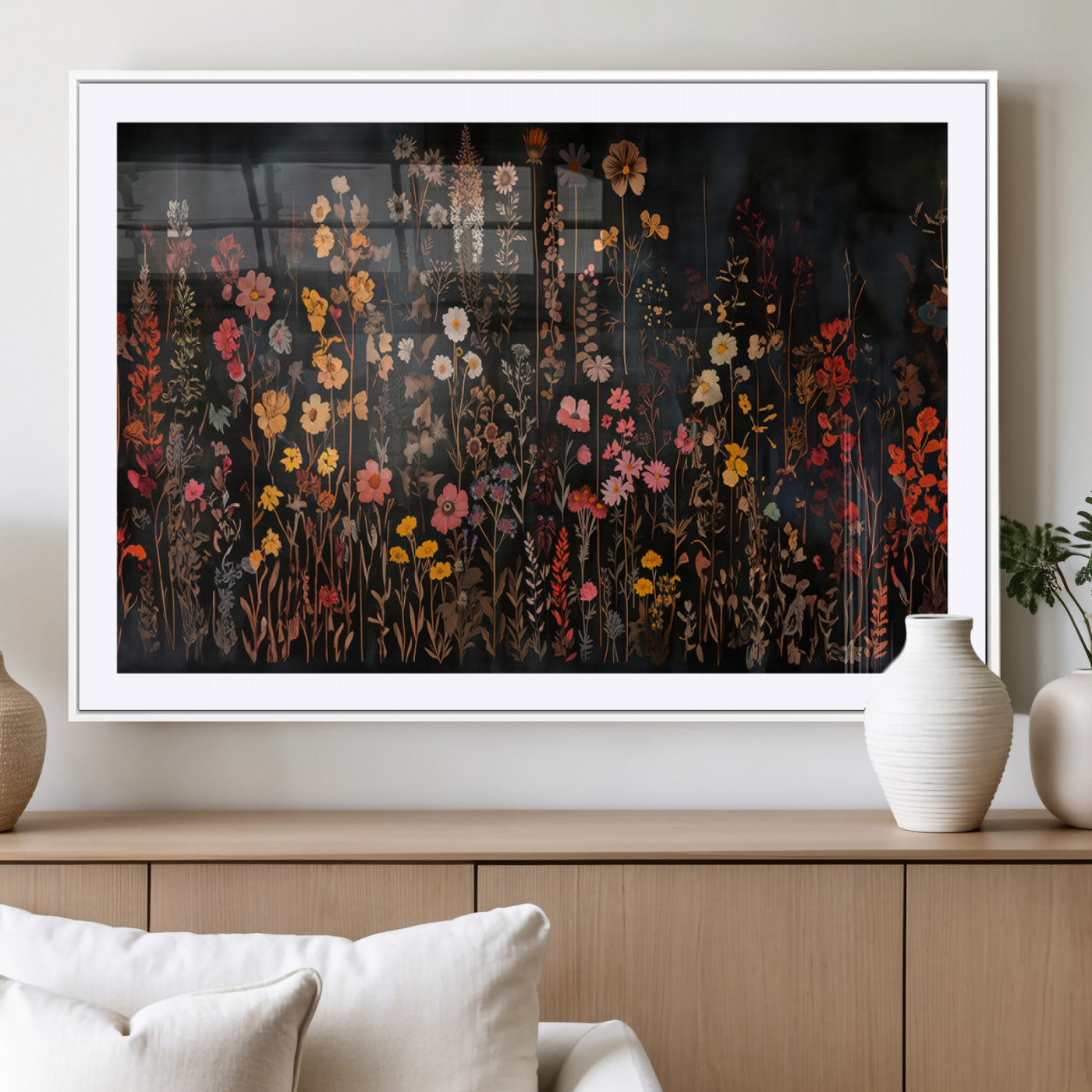 MGC-FP-36x24 - Large Floral Painting Print Illustration Flowers Canvas Wall Art Botanical Wall Decor Modern