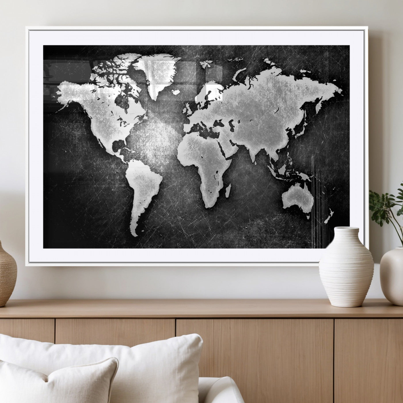 MGC-FP-36x24 - World Map Wall Art Canvas Print – Framed Wall Art for Anniversary Gift or Home Adventure Decor