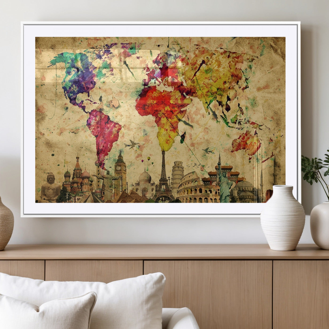 MGC-FP-36x24 - Colorful World Map Wall Art World Map Canvas Print