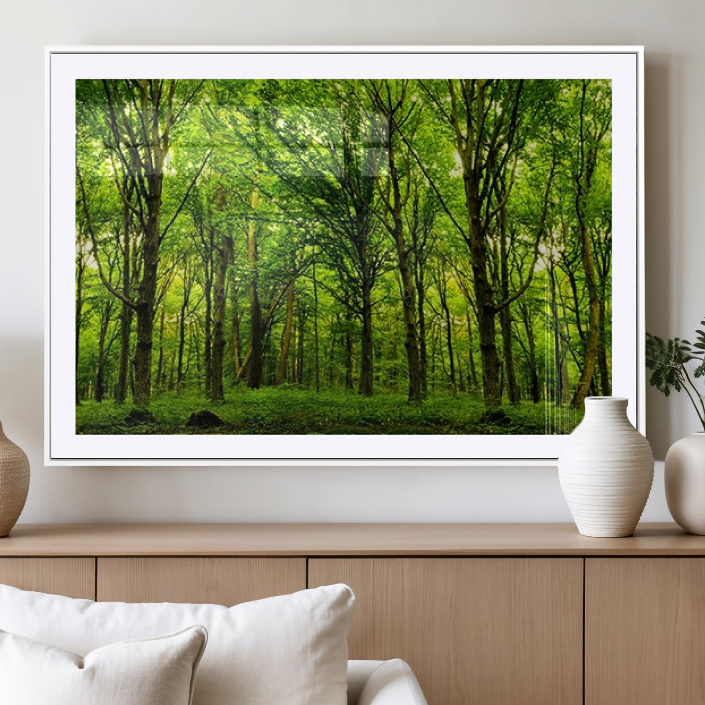MGC-FP-36x24 - Lush Green Forest Canvas Print | 3-Panel Forest Wall Art | Nature Landscape for Living Room