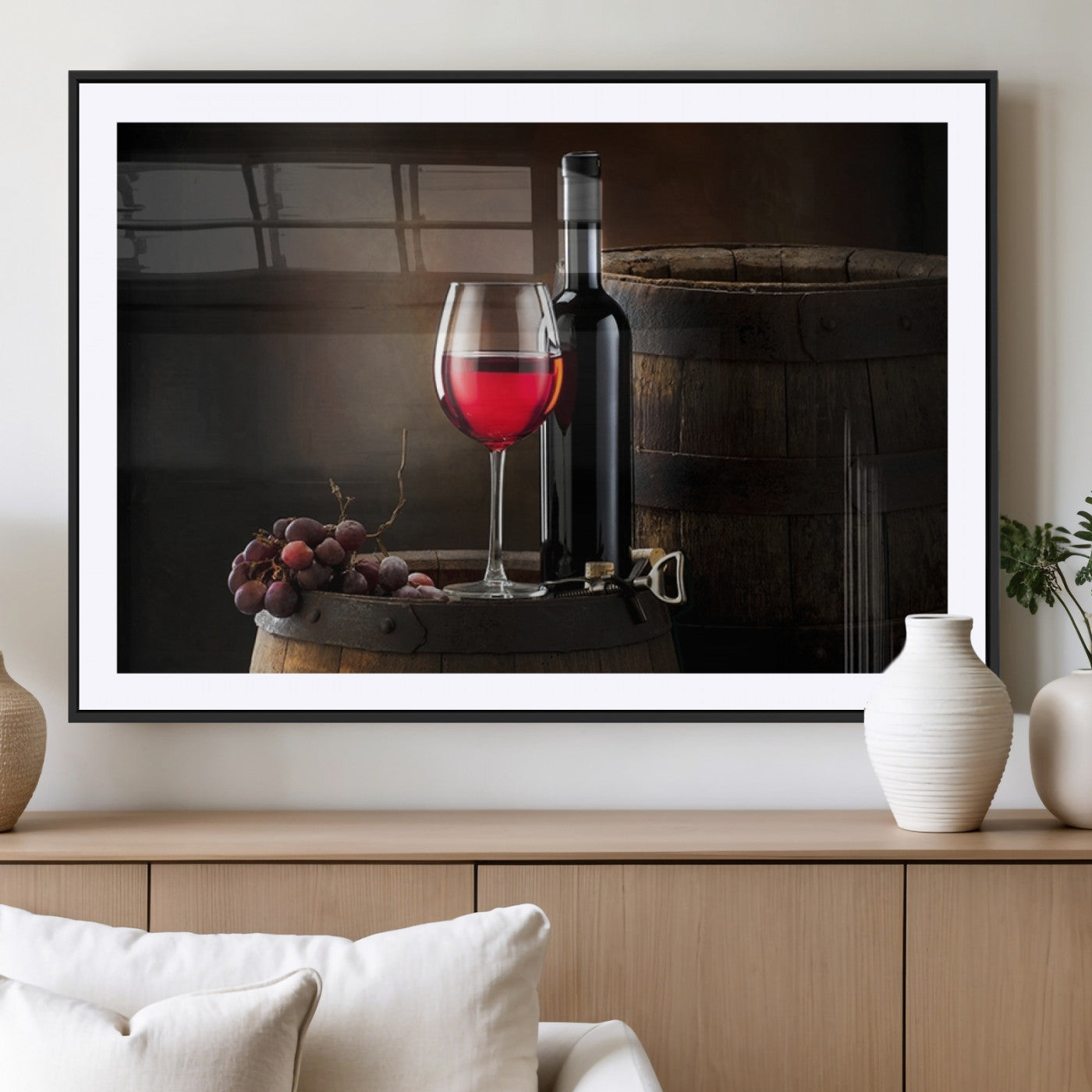 MGC-FP-36x24 - Red Wine and Bottle Canvas Print