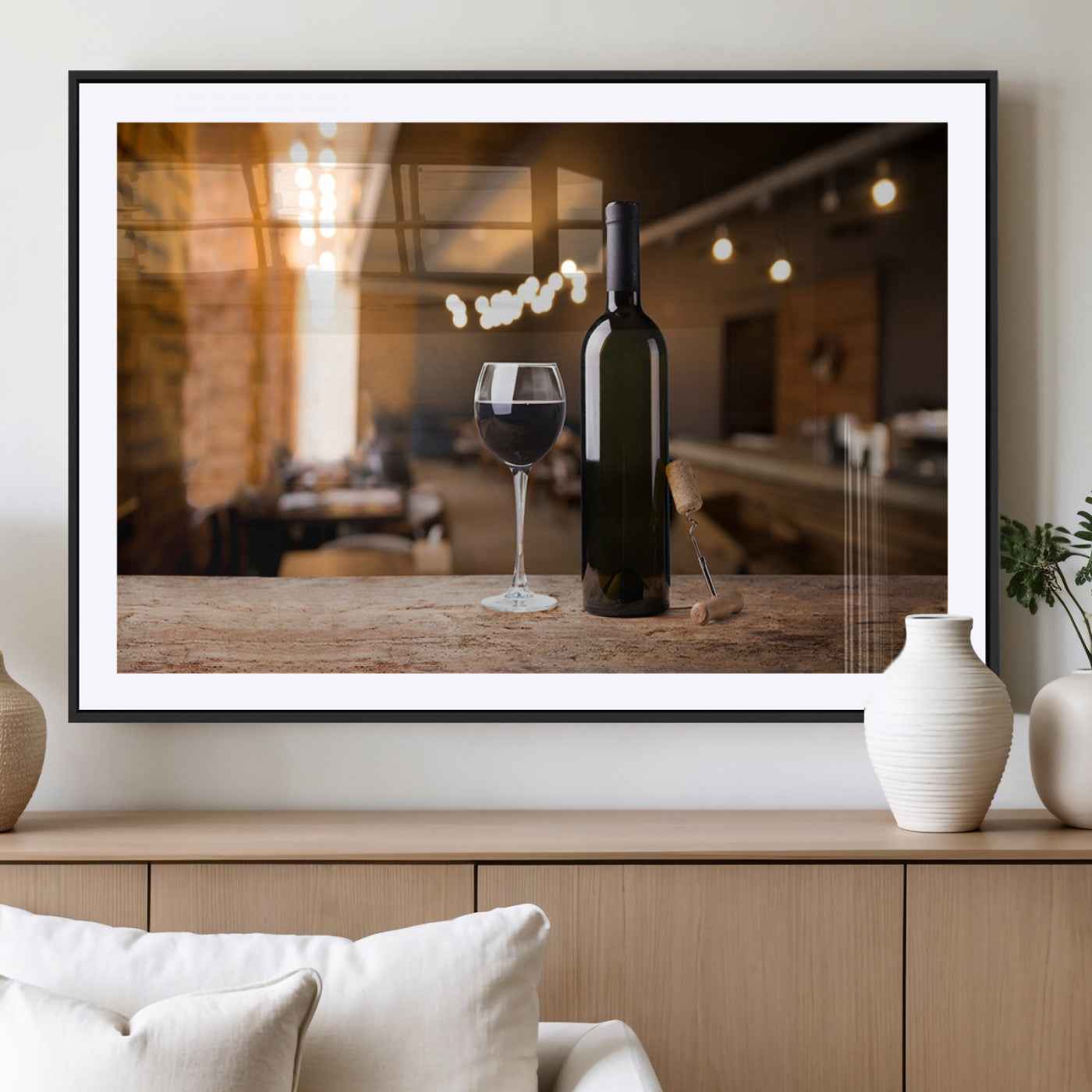 MGC-FP-36x24 - Wine and Bottle Wall Art Canvas Print