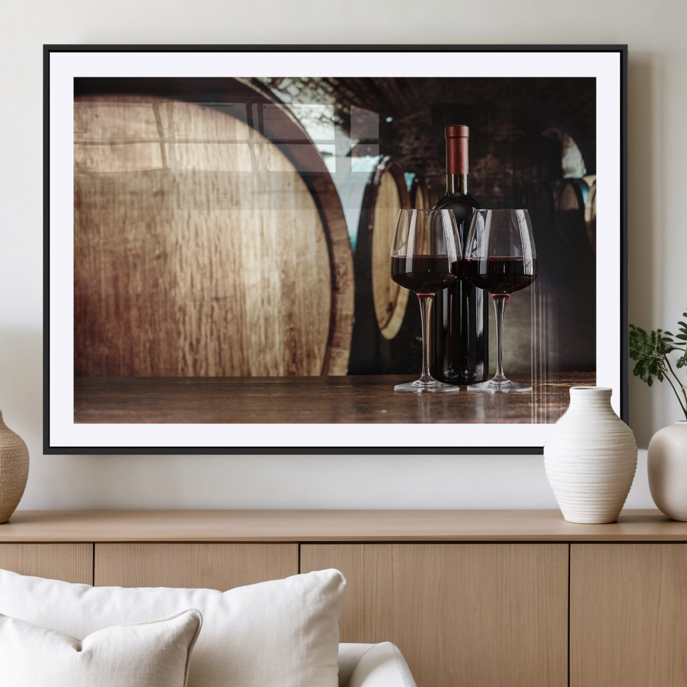 MGC-FP-36x24 - Wine and Barrel Wall Art Canvas Print