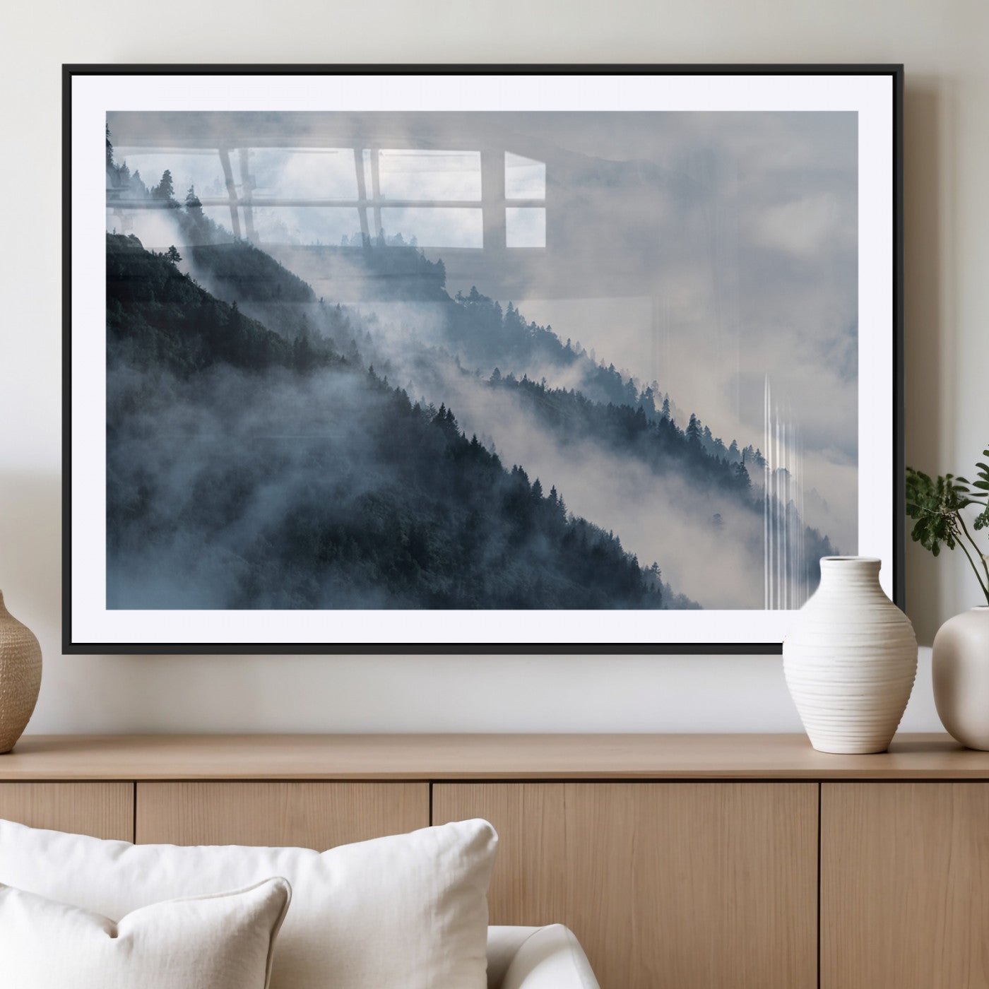 MGC-FP-36x24 - Foggy Forest Wall Art Canvas Print – Misty Mountain Landscape Decor – Ready to Hang Nature-Inspired