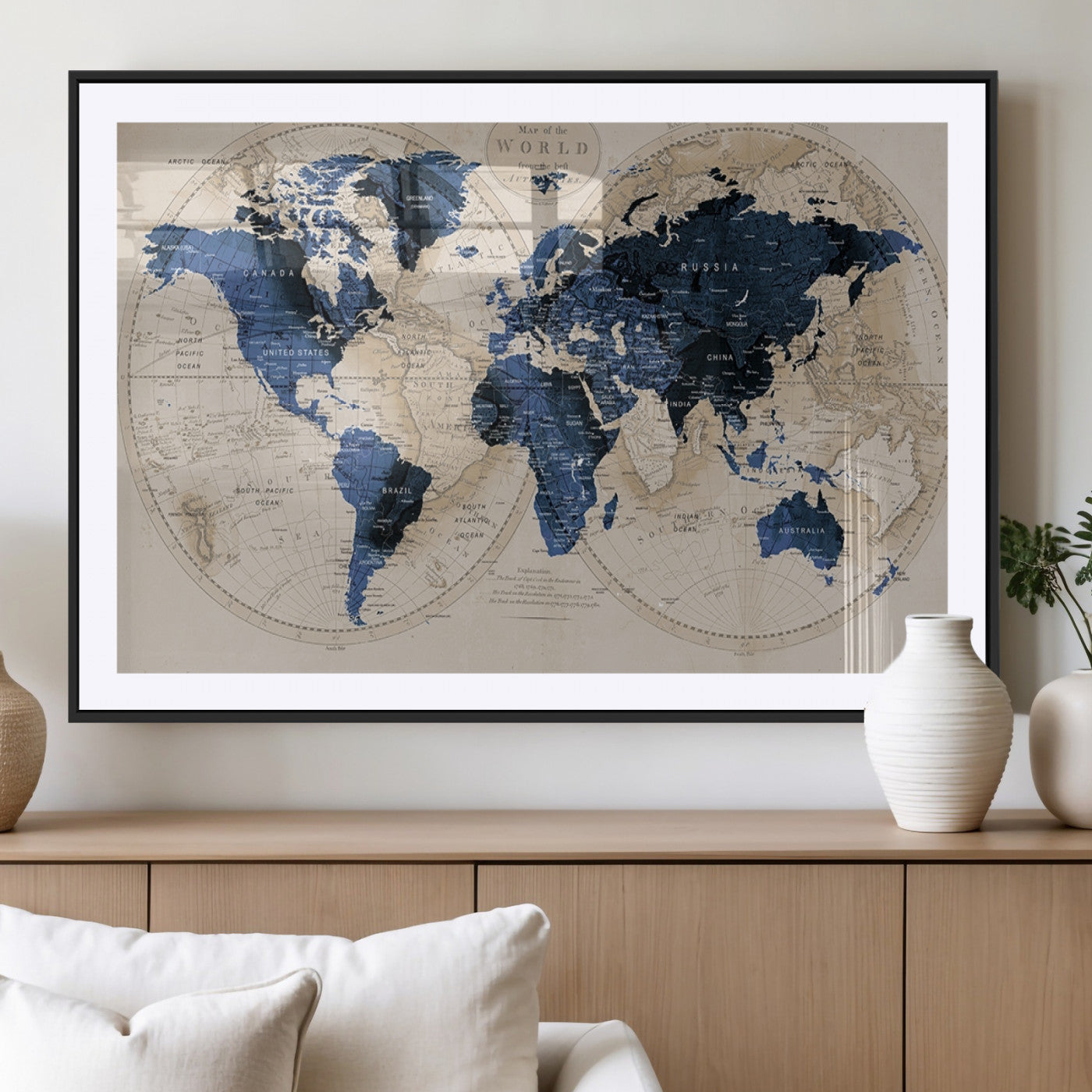 MGC-FP-36x24 - World Map Wall Art Canvas Print for Home and Office Decor