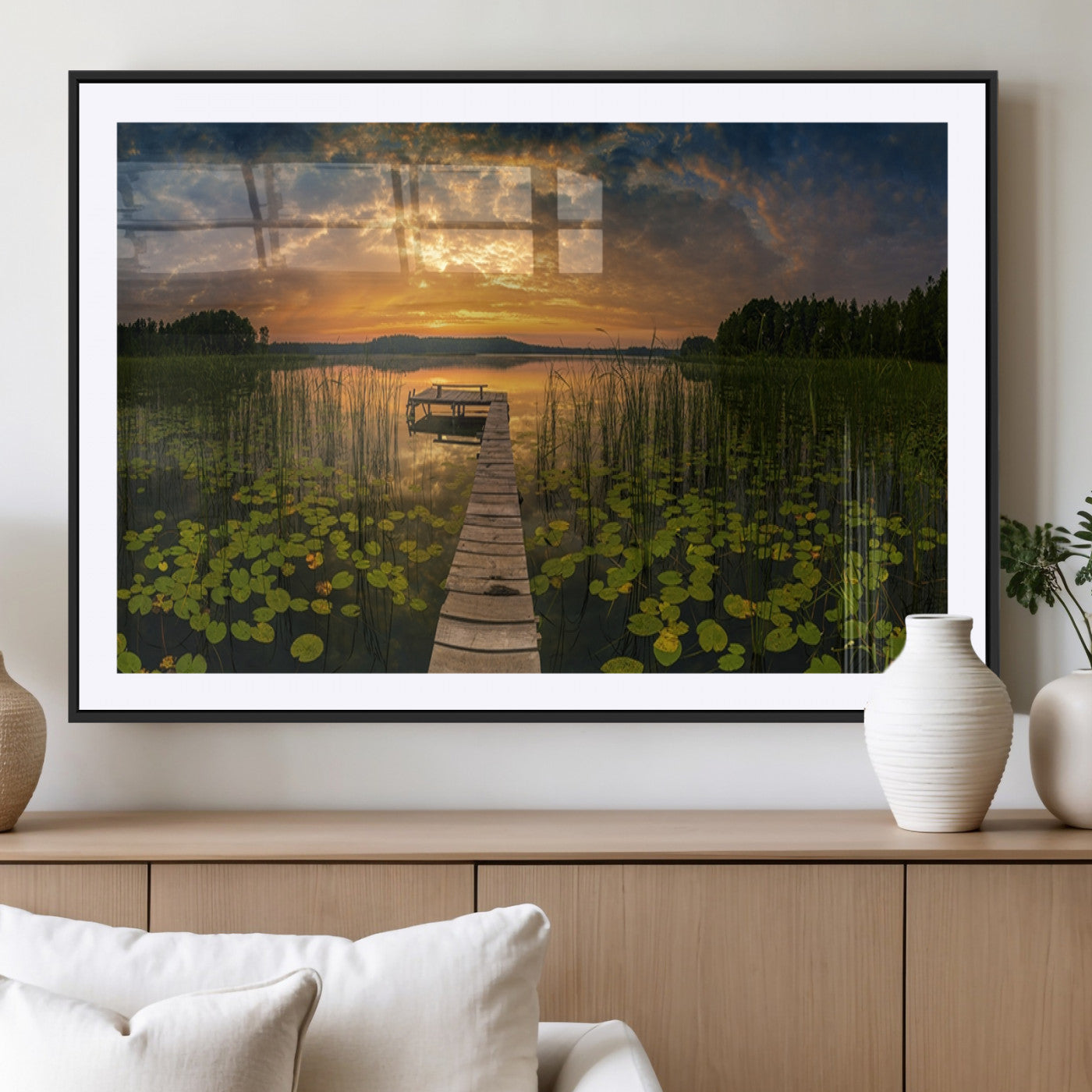MGC-FP-36x24 - Lake and Flower Wall Art Canvas Print