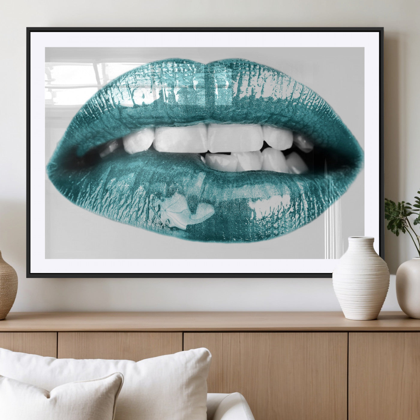 MGC-FP-36x24 - Blue Lips Wall Art Canvas Print
