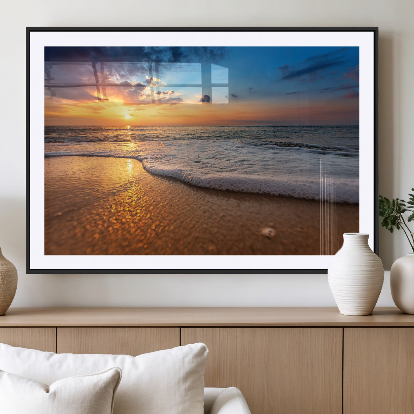 MGC-FP-36x24 - Sunset and Beach at Night Wall Art Canvas Print