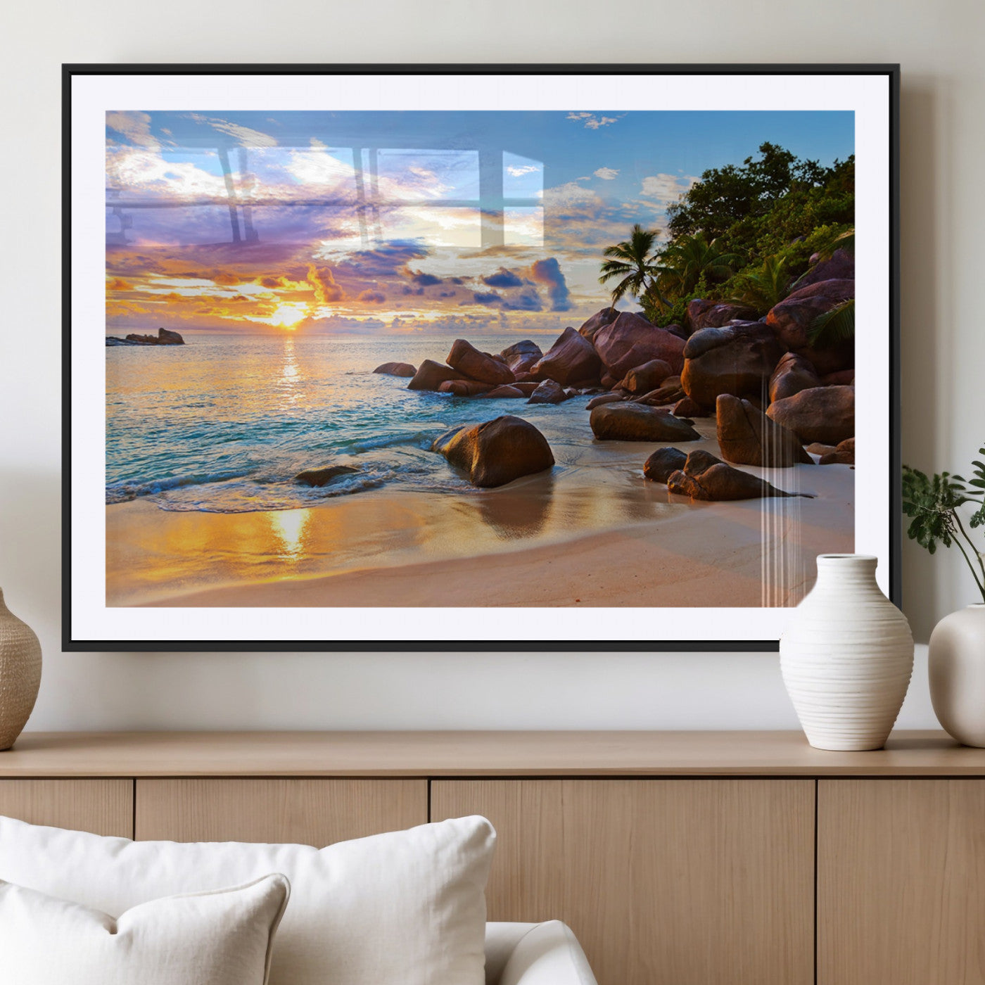 MGC-FP-36x24 - Tropical Island Beach Sunset Canvas Print