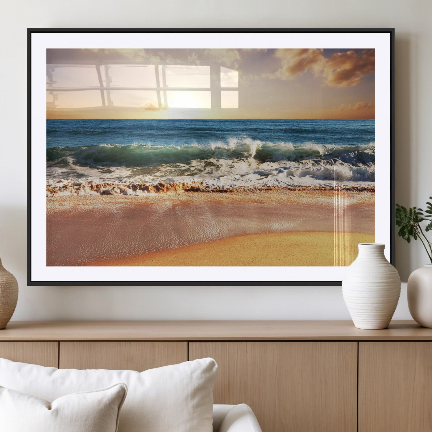 MGC-FP-36x24 - Serene Beach Path Canvas Art, Giclee Canvas Print with Gallery Wrap, Coastal Sand Dunes Wall Art