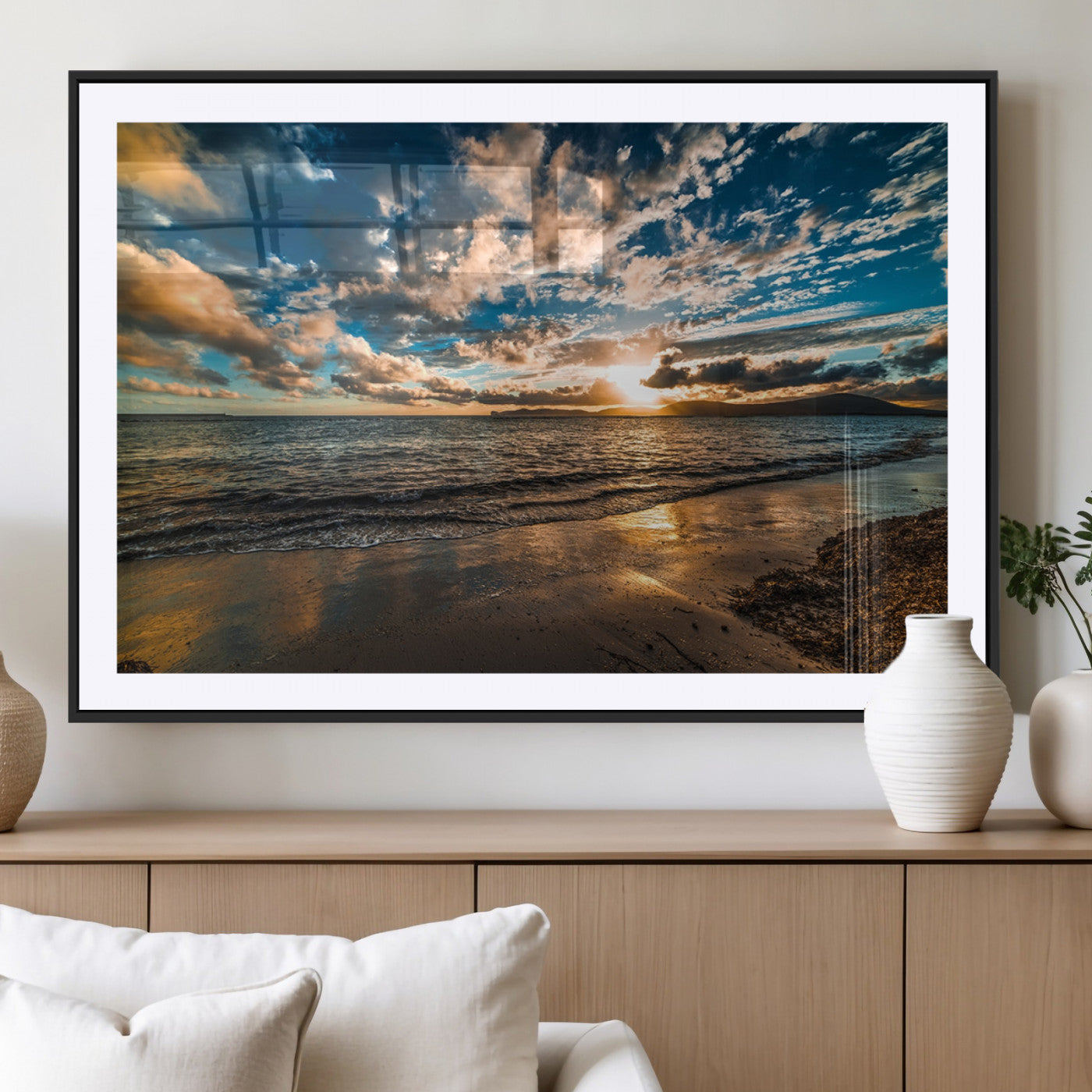 MGC-FP-36x24 - Beach Wall Art - Stunning Ocean Sunset Canvas Print with Coastal Design for Elegant and Relaxing