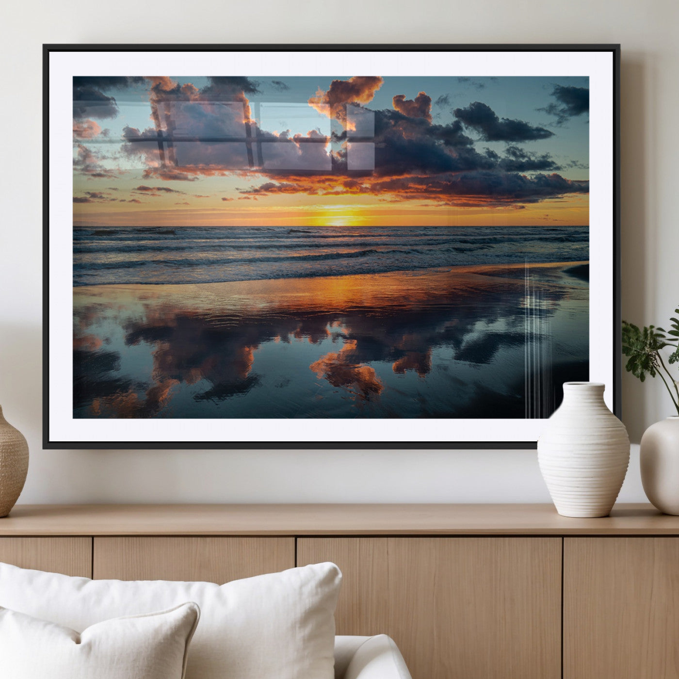 MGC-FP-36x24 - Cloudy Weather At The Beach Wall Art Canvas Print