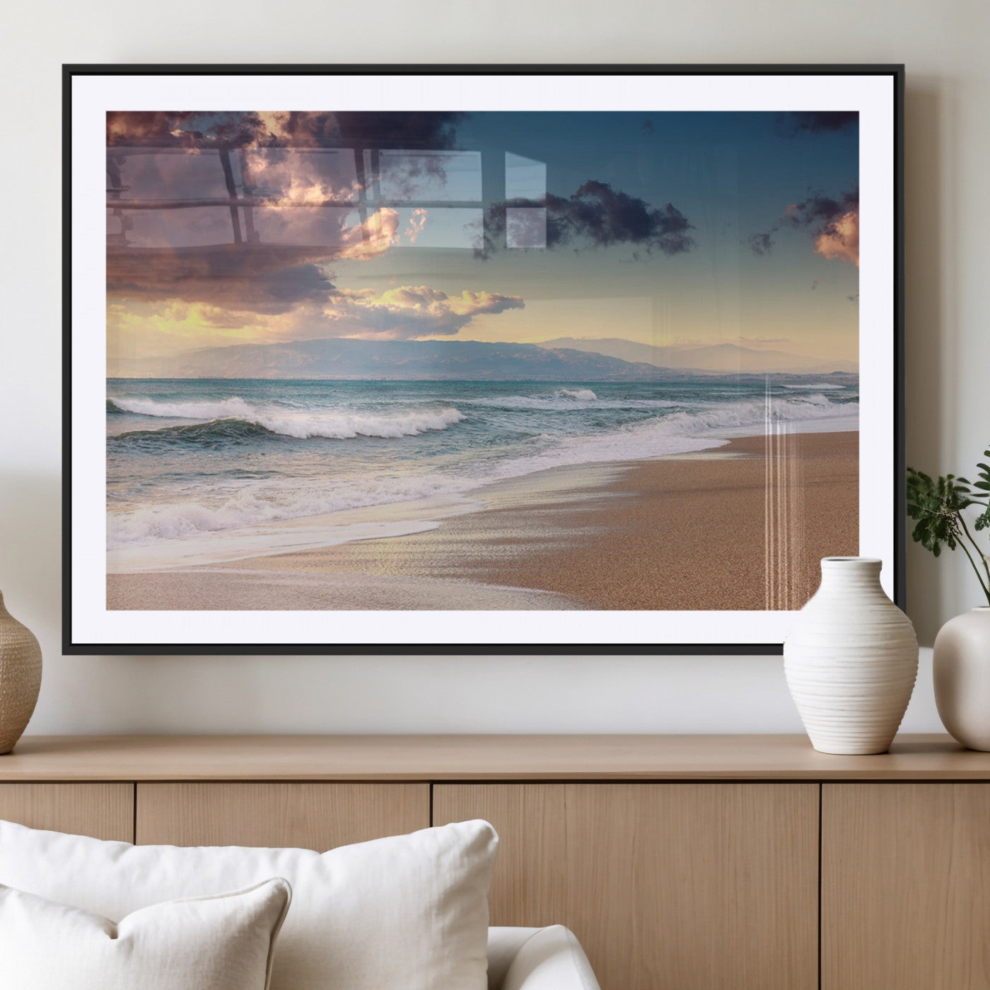 MGC-FP-36x24 - Cloudy Weather Beach Sunset Canvas Print | Sunrise Wall Art Canvas Print