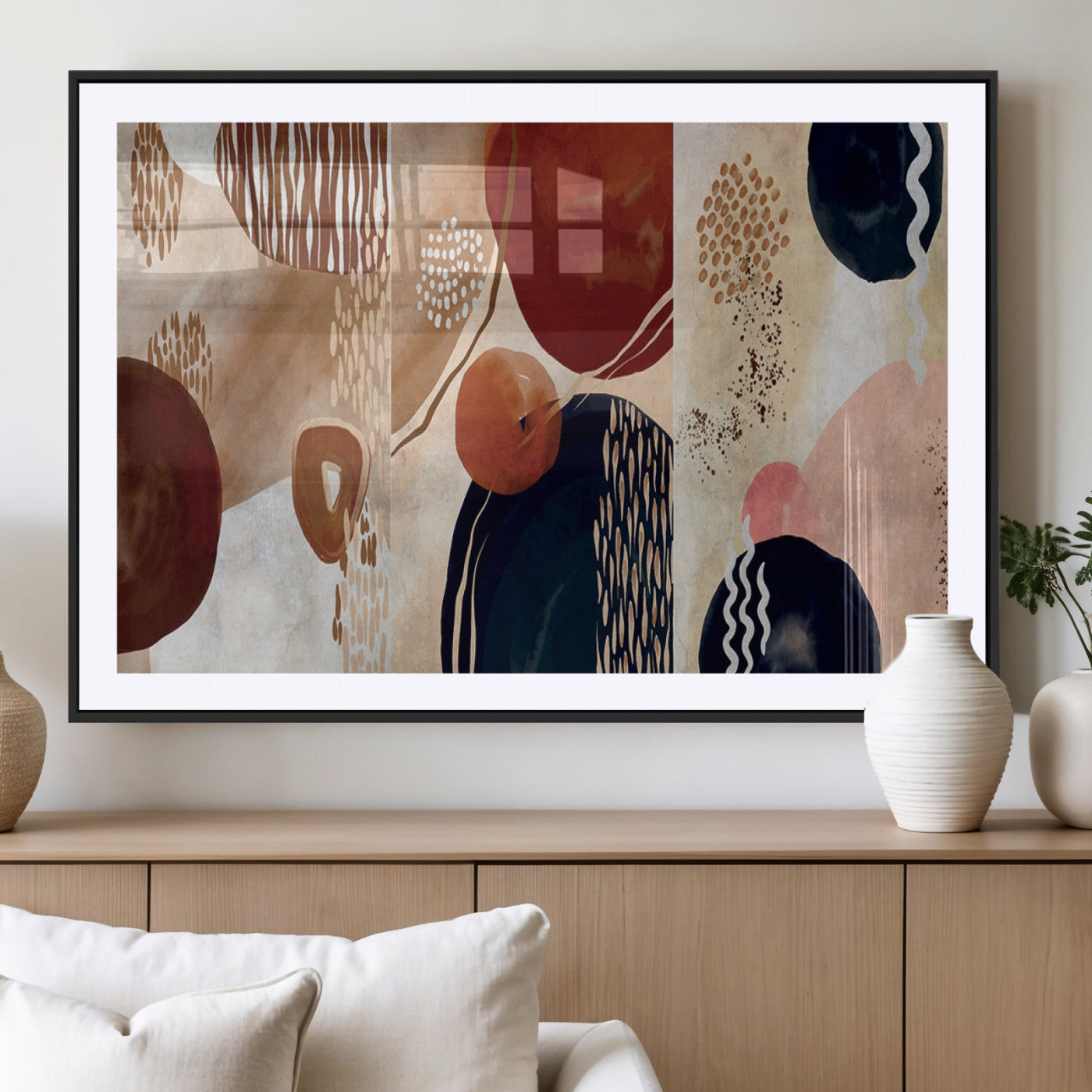 MGC-FP-36x24 - Boho Wall Art Canvas Print Set Mid-Century Prints Bohemian Wall Artwork Prints Boho Neutral