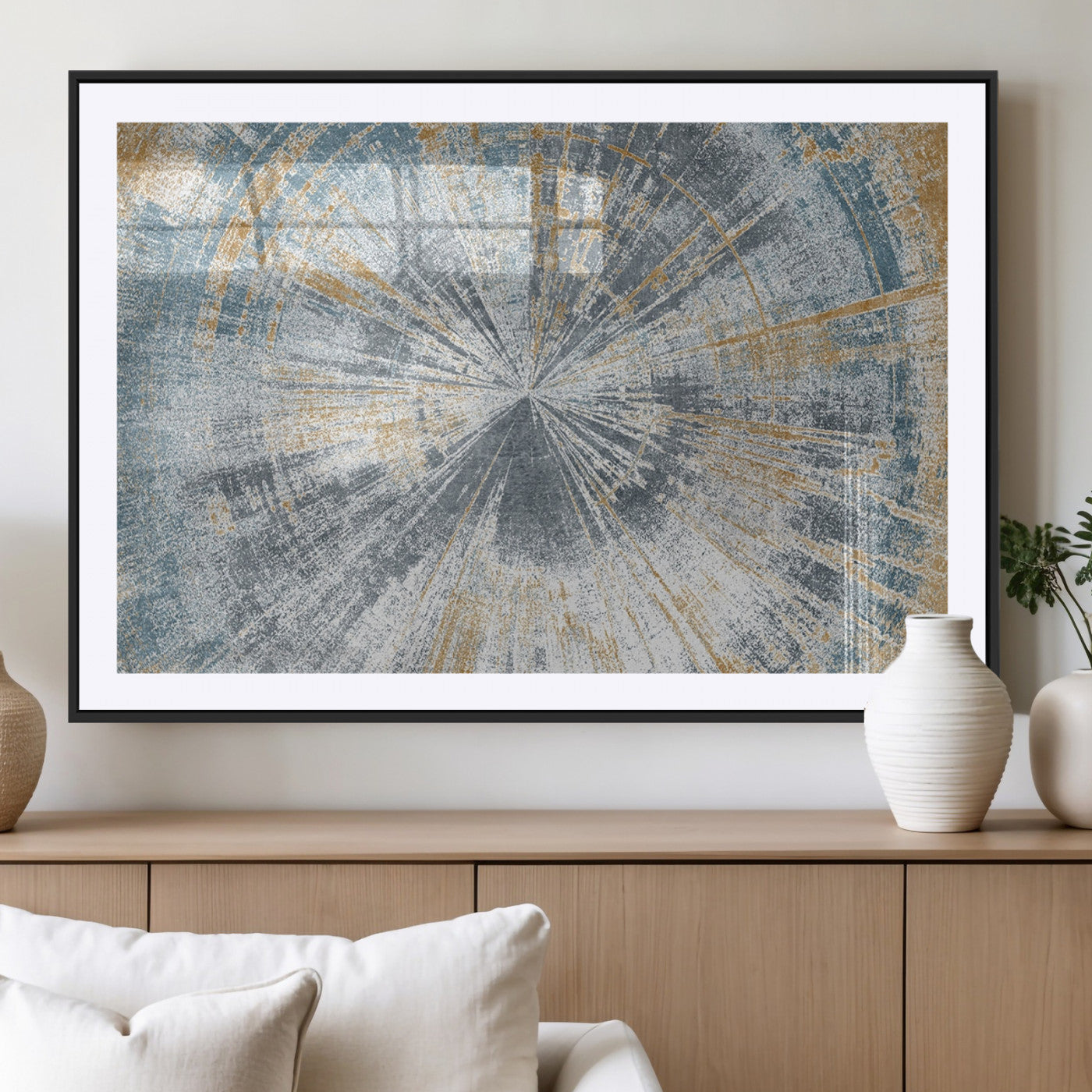 -Radiant Abstract Wood Rings Canvas Art – Modern Triptych Wall Decor for Living Room or Farmhouse