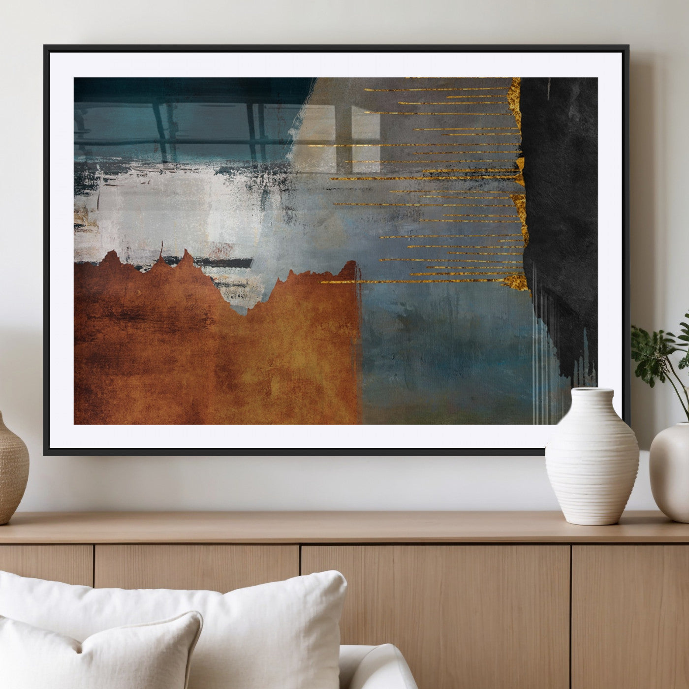 MGC-FP-36x24 - Modern Abstract Canvas Art Canvas Print - Framed and Ready to Hang Artwork for Contemporary Living