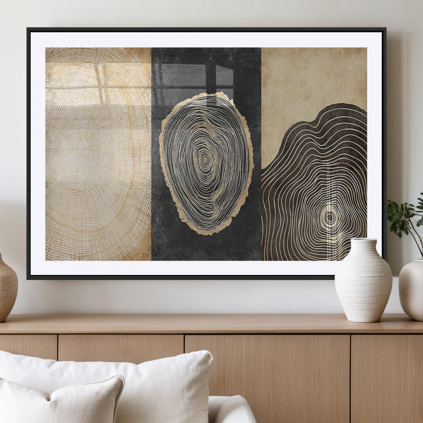 MGC-FP-36x24 - Tree Rings Canvas Wall Art Print – Minimalist Natural History in Modern Decor - Minimalist Boho Wall