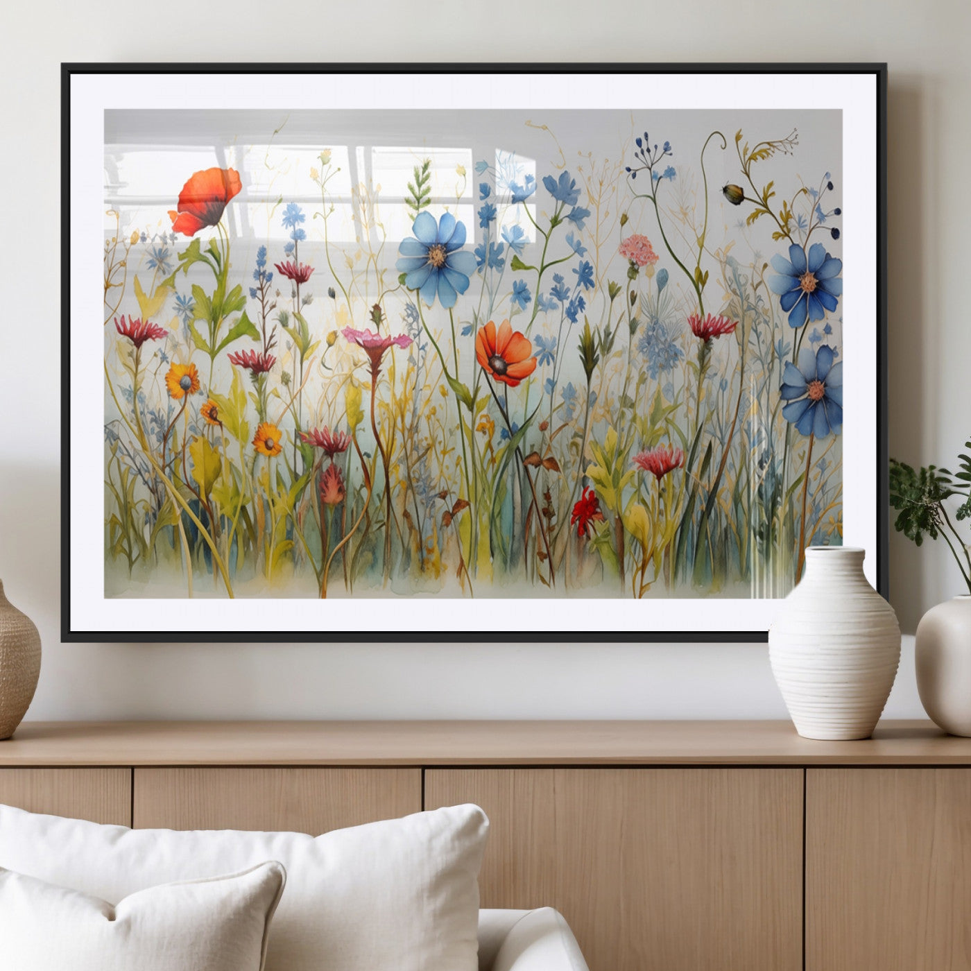 MGC-FP-36x24 - Colorful Wildflower Canvas Wall Art - Vibrant Floral Botanical Print, Bright Nature Decor for Living